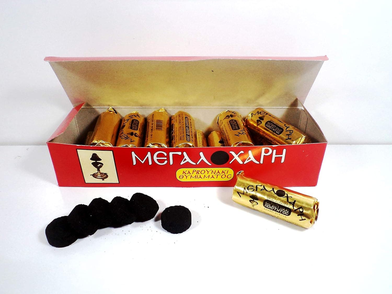 Megalohari Karvounakia | Censer Charcoal 19 Rolls 6pc/roll | 4 cm Each Piece