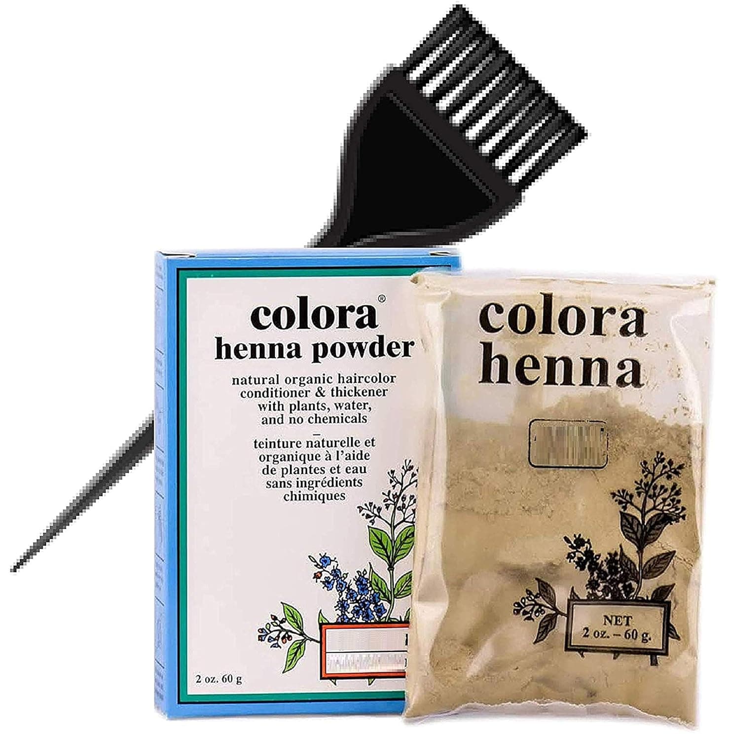 Colora HENNA POWDER Natural Organic Haircolor, Hair Color Dye Conditioner & Thickener with Plants, Water, and No Chemicals (w/Sleek Brush) 2 oz. (Burgundy - 2 oz)