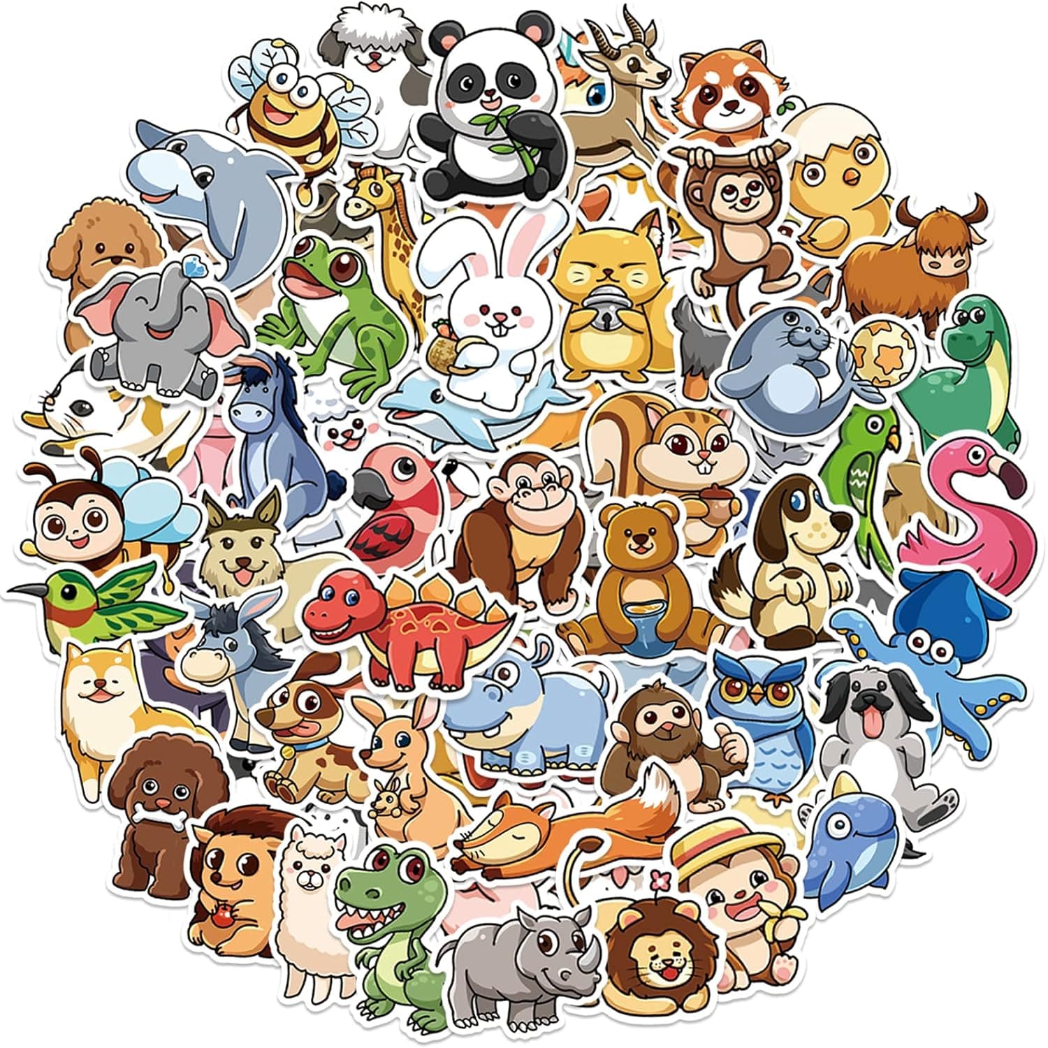 100PCS Cute Animal Stickers for Kids, Cartoon Vinyl Waterproof Stickers for Water Bottle, Laptop, Toy, Skateboard, Guitar, Window