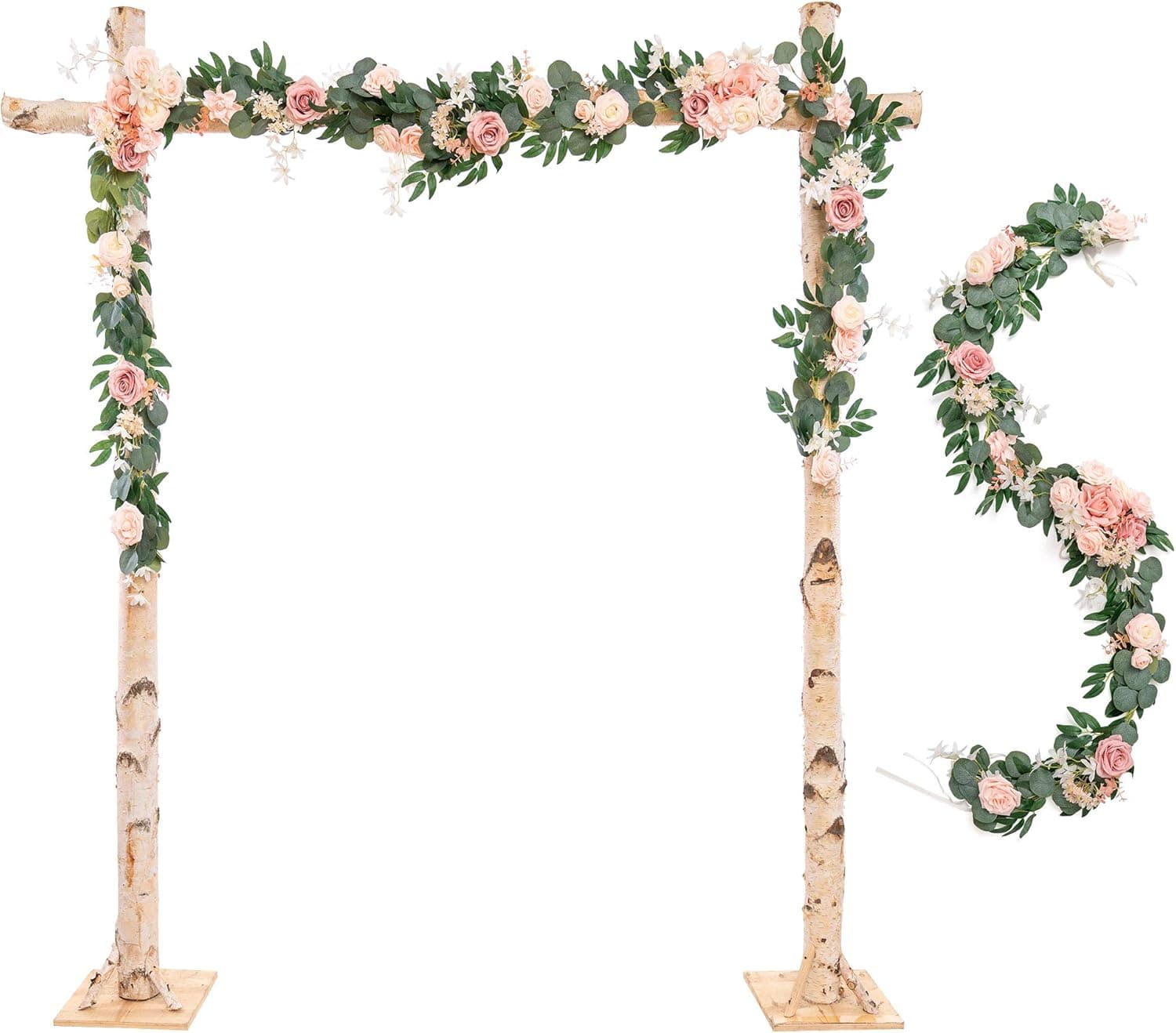 Ling's Moment Wedding Arch Decor Flowers 2 Rows 6.5ft Blush Pink Flower Garlands for Wedding Backdrop Ceremony Decorations