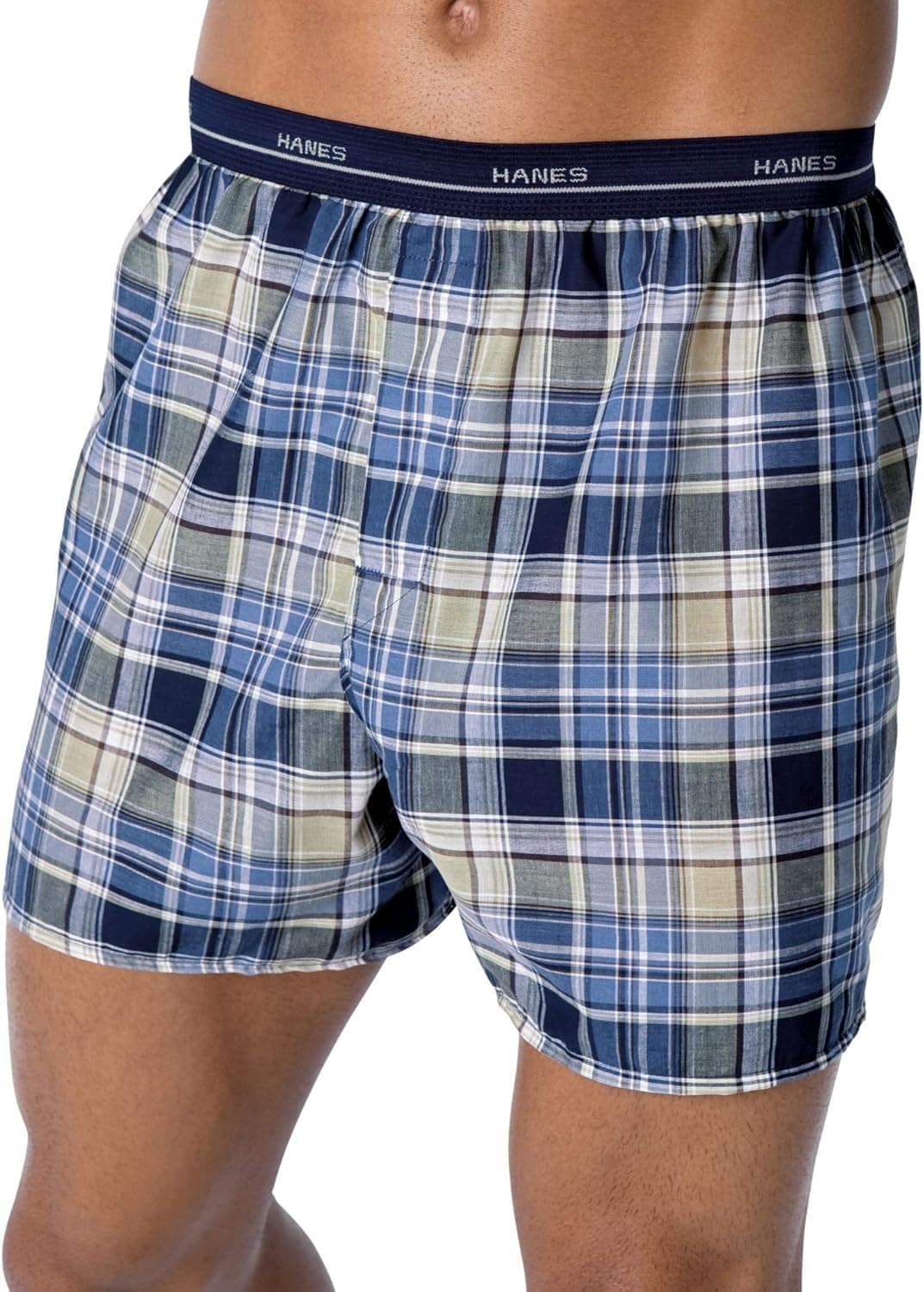 byHanes Hanes Men's 5-Pack Woven Exposed Waistband Boxers (Assorted, Medium)