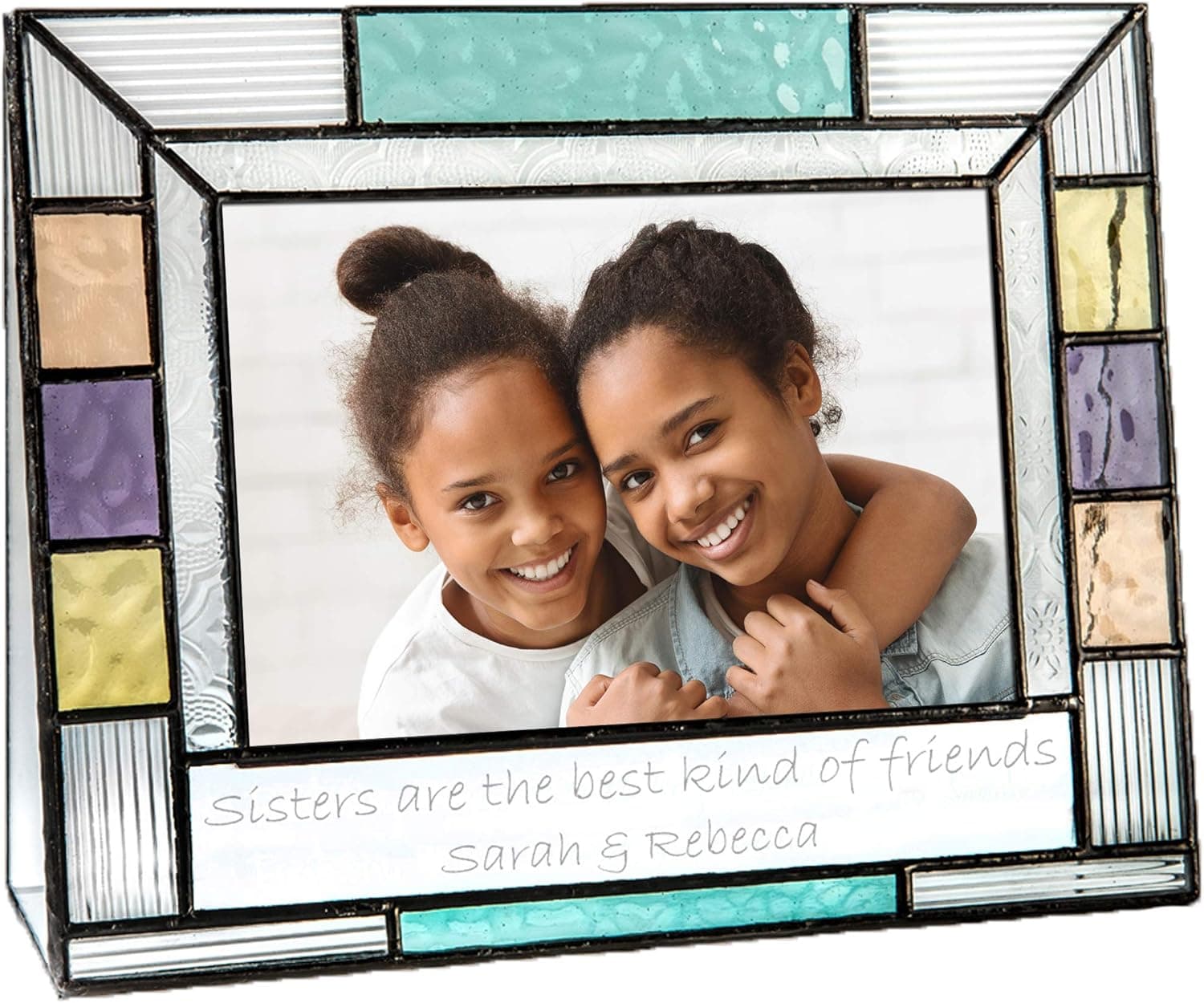 Sister Picture Frame Personalized 4x6 Photo Engraved Keepsake Colorful Stained Glass Décor J Devlin Pic 391 EP570 (4x6 horizontal)