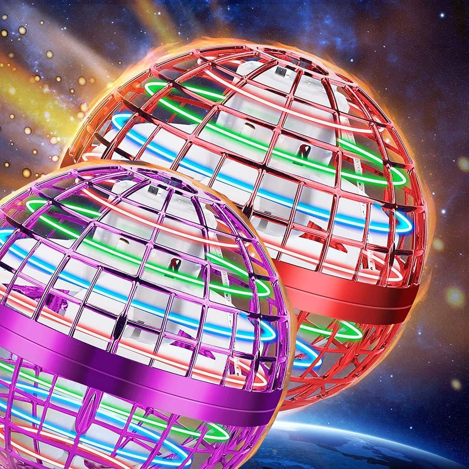 AVCITY 2Pcs Flying Ball Hover Ball Toys,2022 Cool Flying orb Toy which is The Gift for Teen Boys and Girls on Christmas Galactic Fidget Flying Spinner (2Pcs)