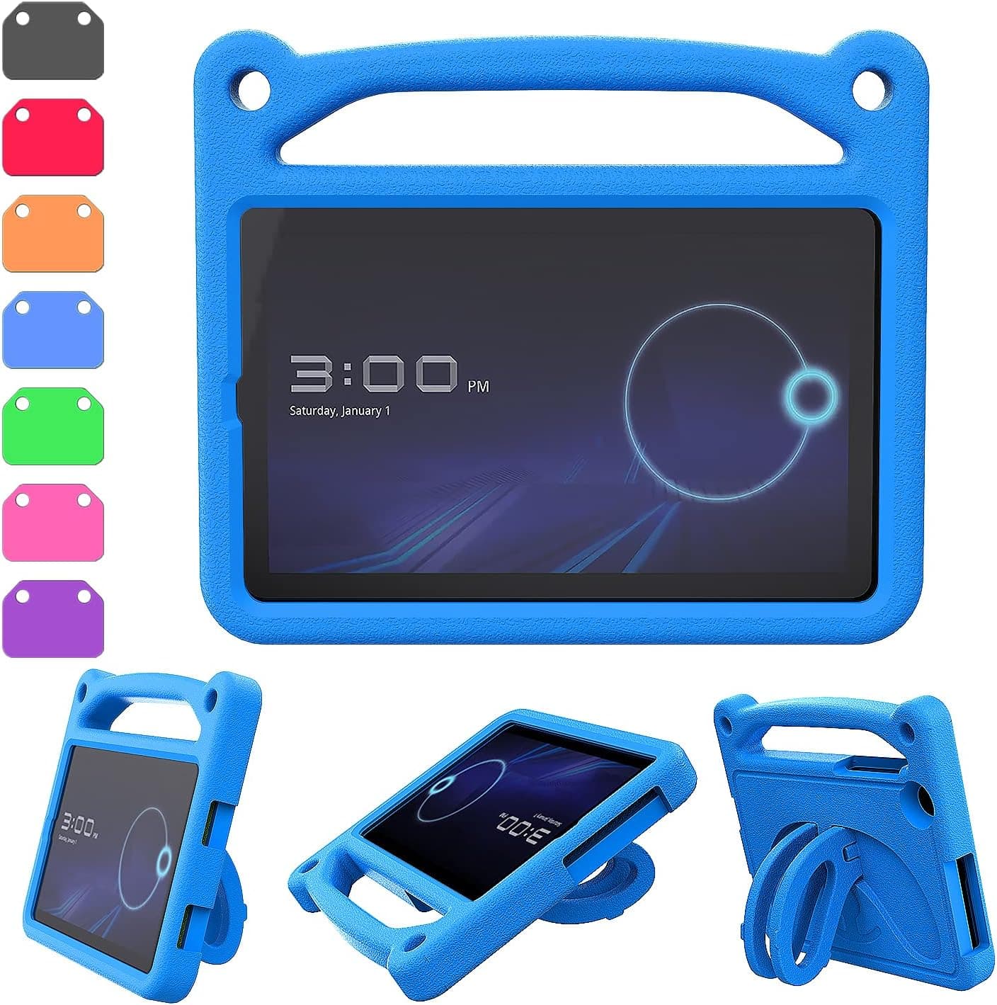 Alcatel Joy Tab 2 8 inch 2020 Kids Case(Model 9032Z), Alcatel Joy Tab 2 Case-SHREBORN Kids Shockproof Handle Friendly Case with Stand for Metroby t-Mobile Alcatel Joy Tab 2 8" 2020 Tablet(Blue)