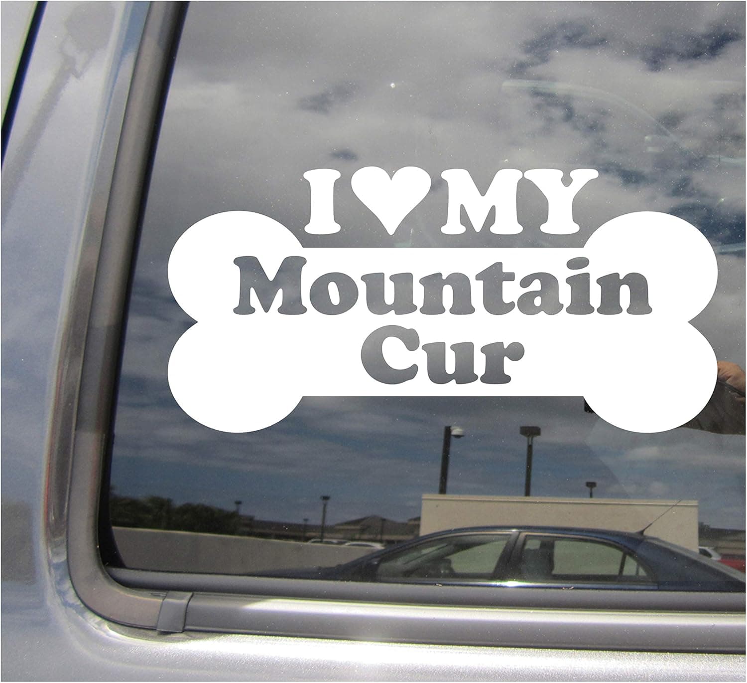 Right Now Decals I Heart Love My Mountain Cur - Dog Bone Treeing Purebred Breed Cars Trucks Moped Helmet Surfboard Skateboard Auto Automotive Craft Laptop Vinyl Decal Store Window Wall Sticker 13657