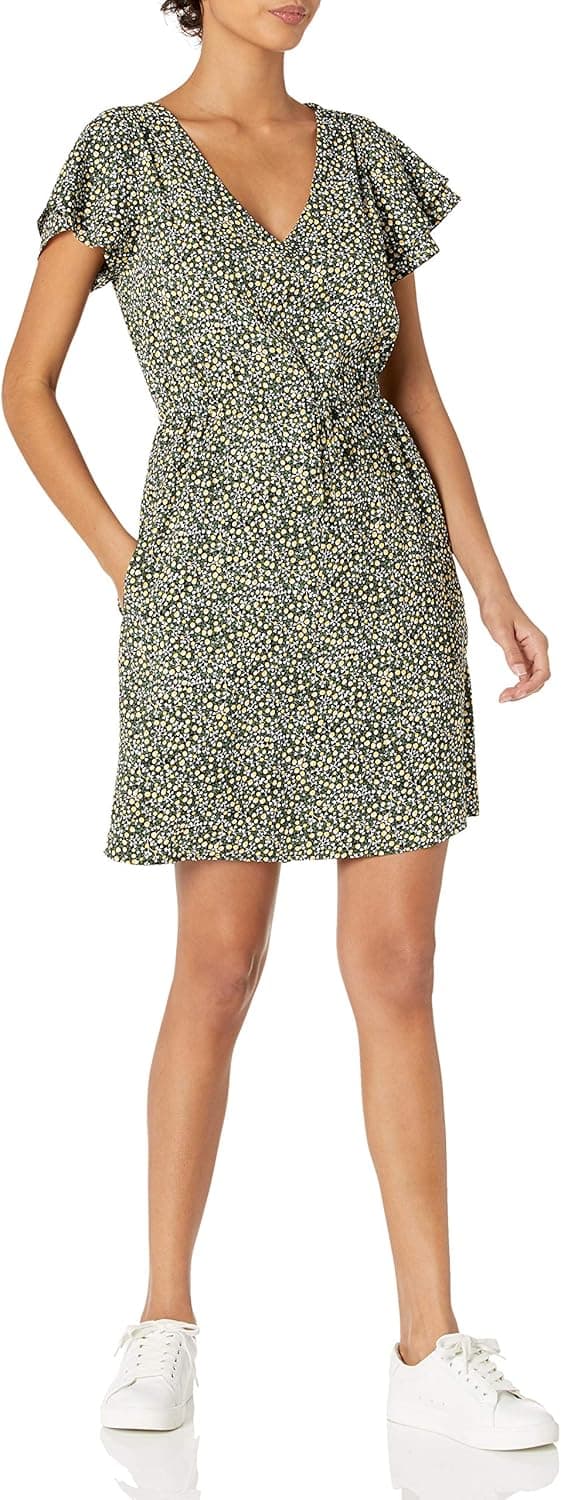 Goodthreads Women's Georgette Ruffle-Sleeve Mini Dress