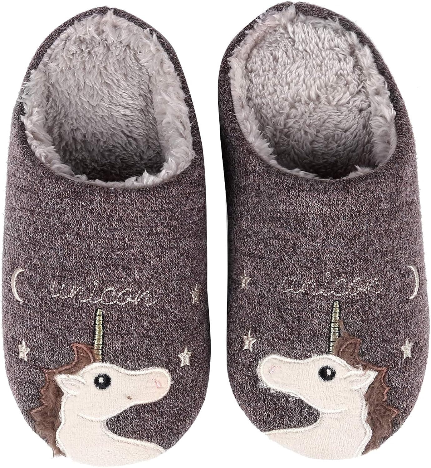 Unicorn House Slippers Cute Animal Family Indoor Slippers Waterproof Sole Fuzzy Clog Slippers CF-XL