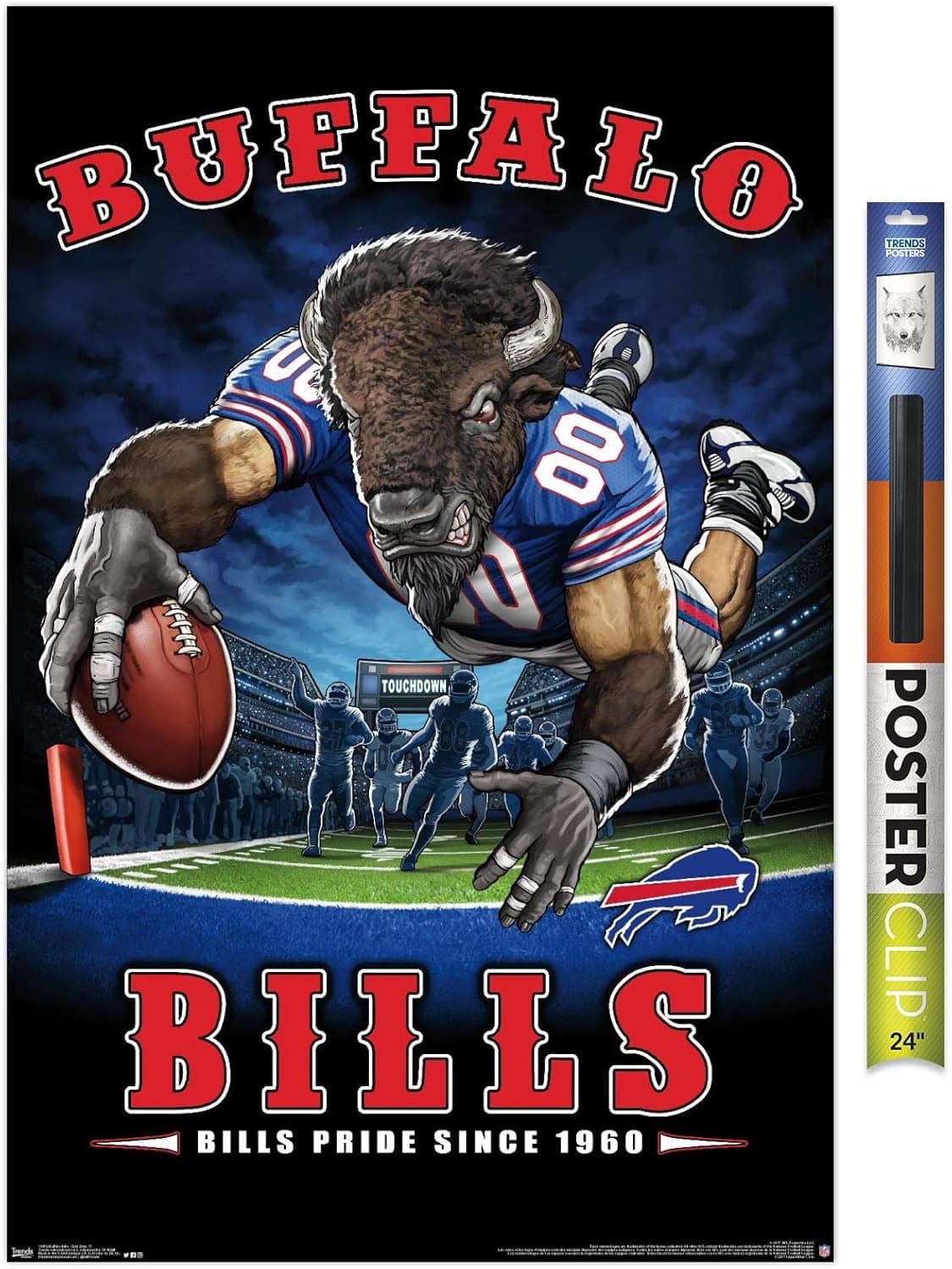 Trends International NFL Buffalo Bills - End Zone 17 Wall Poster, 22.375" x 34", Poster & Clip Bundle