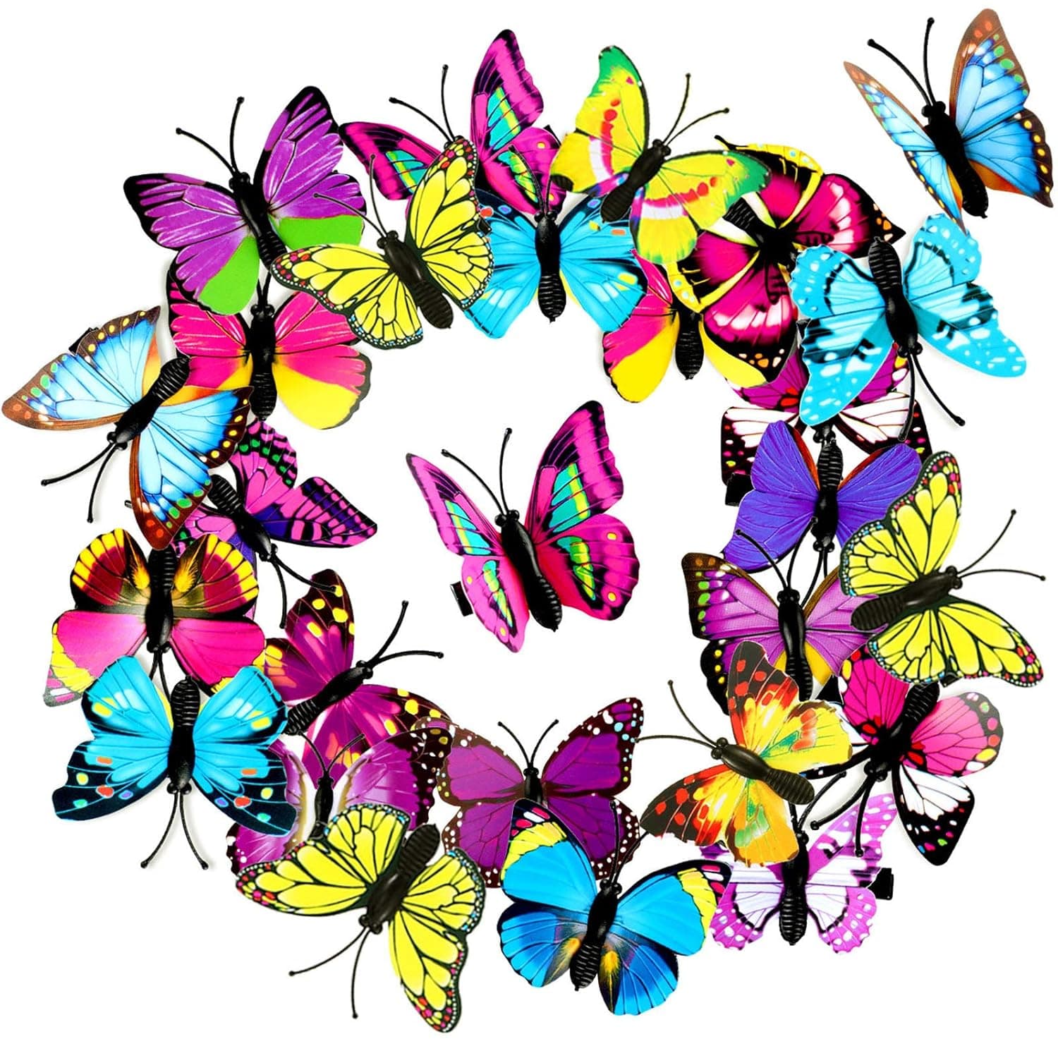 24 Pieces Butterfly Hair Clips Colorful Butterfly Barrettes 3D Halloween Butterfly (Rose Red, Blue, Purple, Yellow)