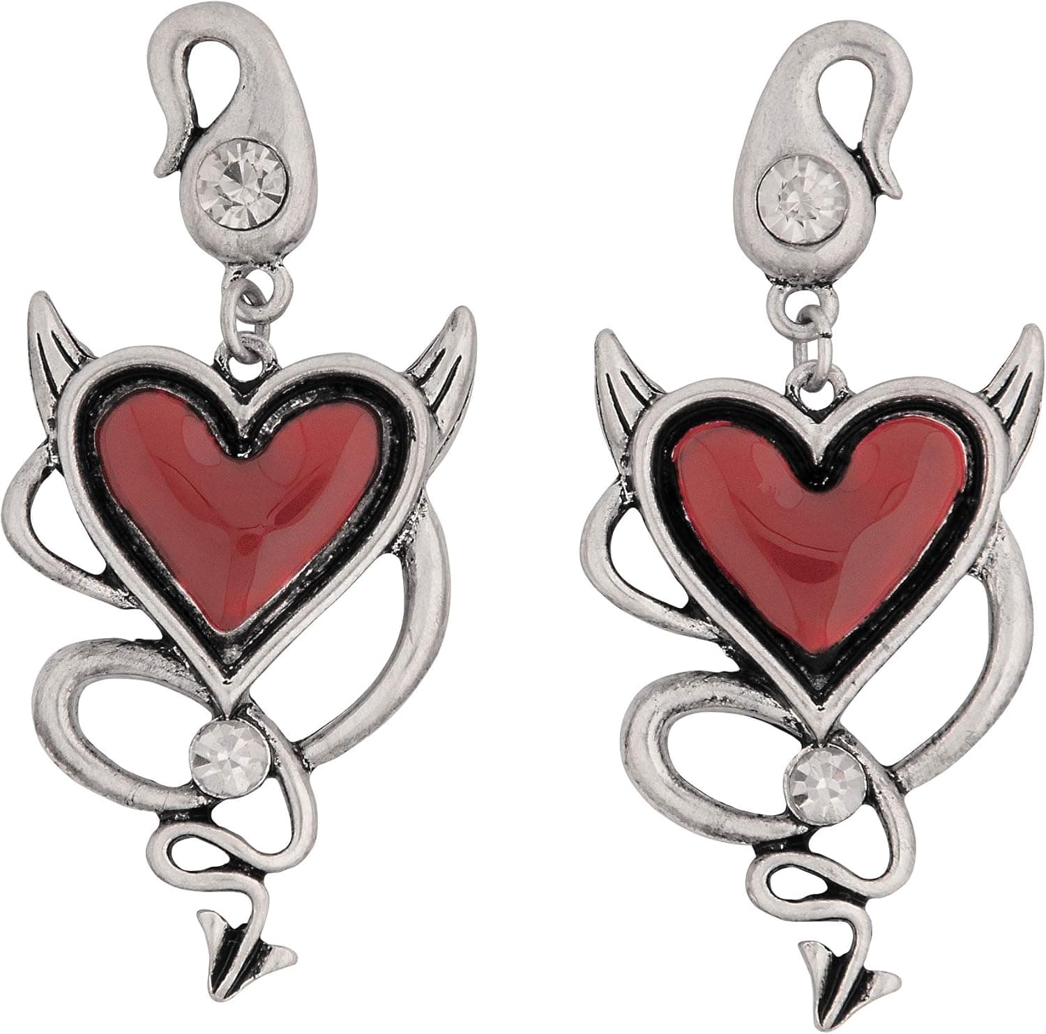 Rubie's Costume Co. Women's Wicked Gems Devil Heart Earrings, Multicolor, One Size