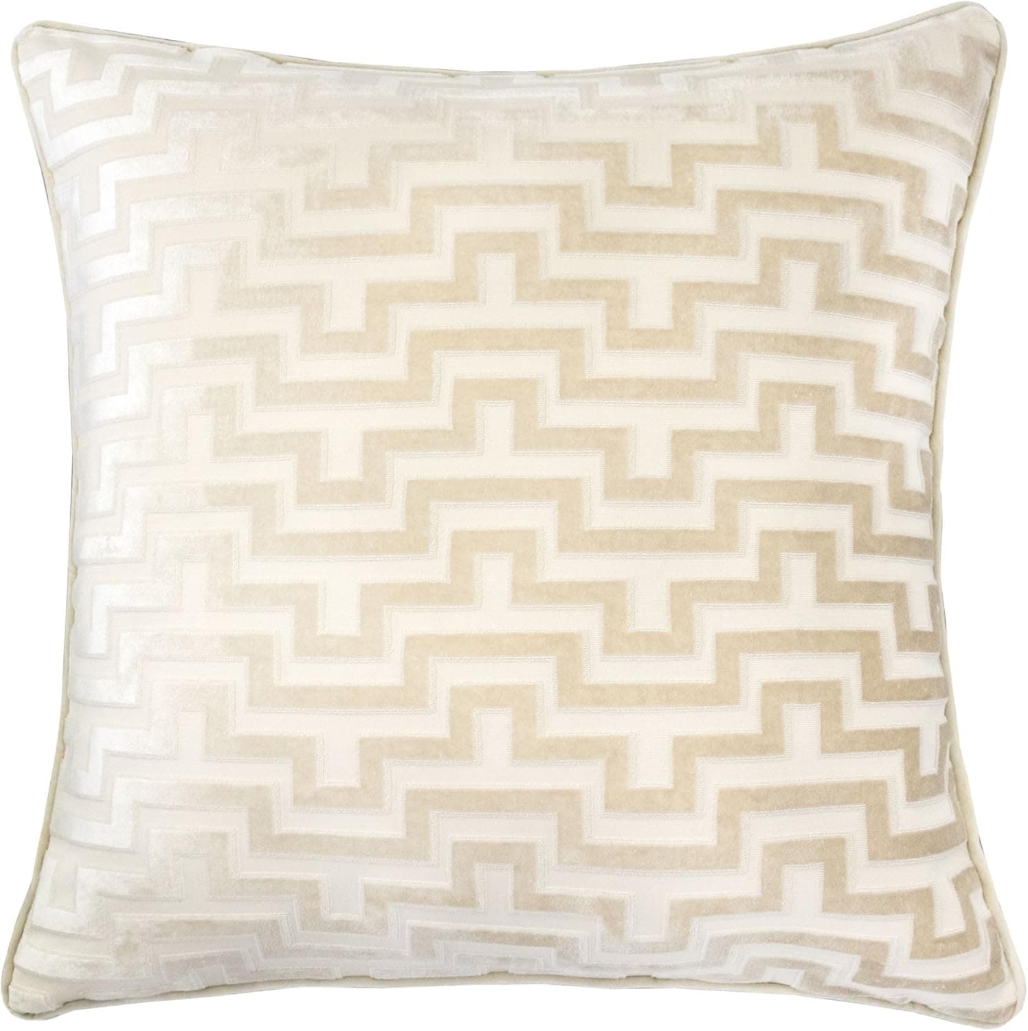 Homey Cozy Modern Velvet Maze Throw Pillow Cover,Ivory White Luxury Soft Fuzzy Cozy Warm Slik Decorative Square Couch Cushion Pillow Case 20 x 20 Inch, Cover Only