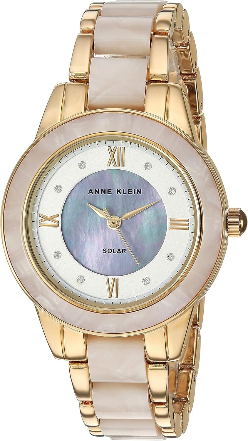 Anne Klein Considered Women's Solar Powered Premium Crystal Accented Resin Bracelet Watch, AK/3610