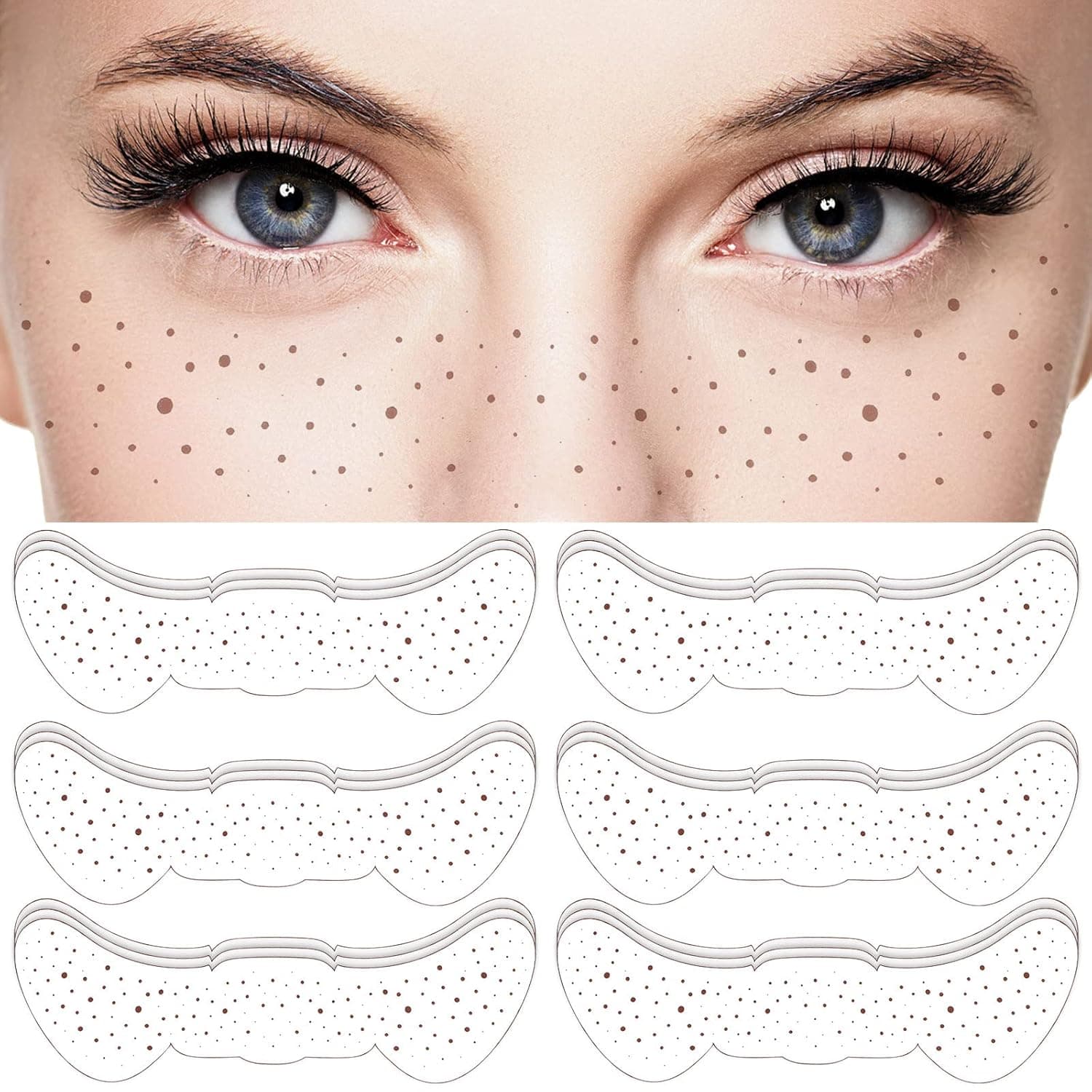 20 Sheets Waterproof Freckles Tattoos Temporary Face Tattoo Stickers Water Transfer Natural Looking Long Lasting Fake Freckles Patch for Women Girls Festival Party Make Up