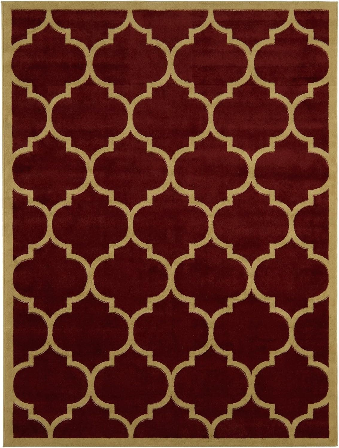 Ottomanson Paterson Collection Contemporary Moroccan Trellis Design Lattice Area Rug, 5'3"x7'0", Dark Red