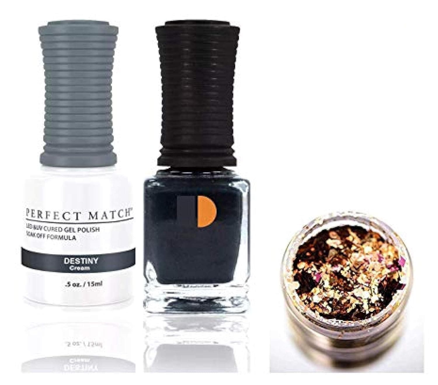 LeChat Perfect Match Gel Polish & Nail Lacquer, Gel Polish with Matching Regular Nail Polish Color (with Nail Glitter Kit) LED & UV Cured Soak Off Nail Formula 2 x 0.5 oz (209 Destiny)
