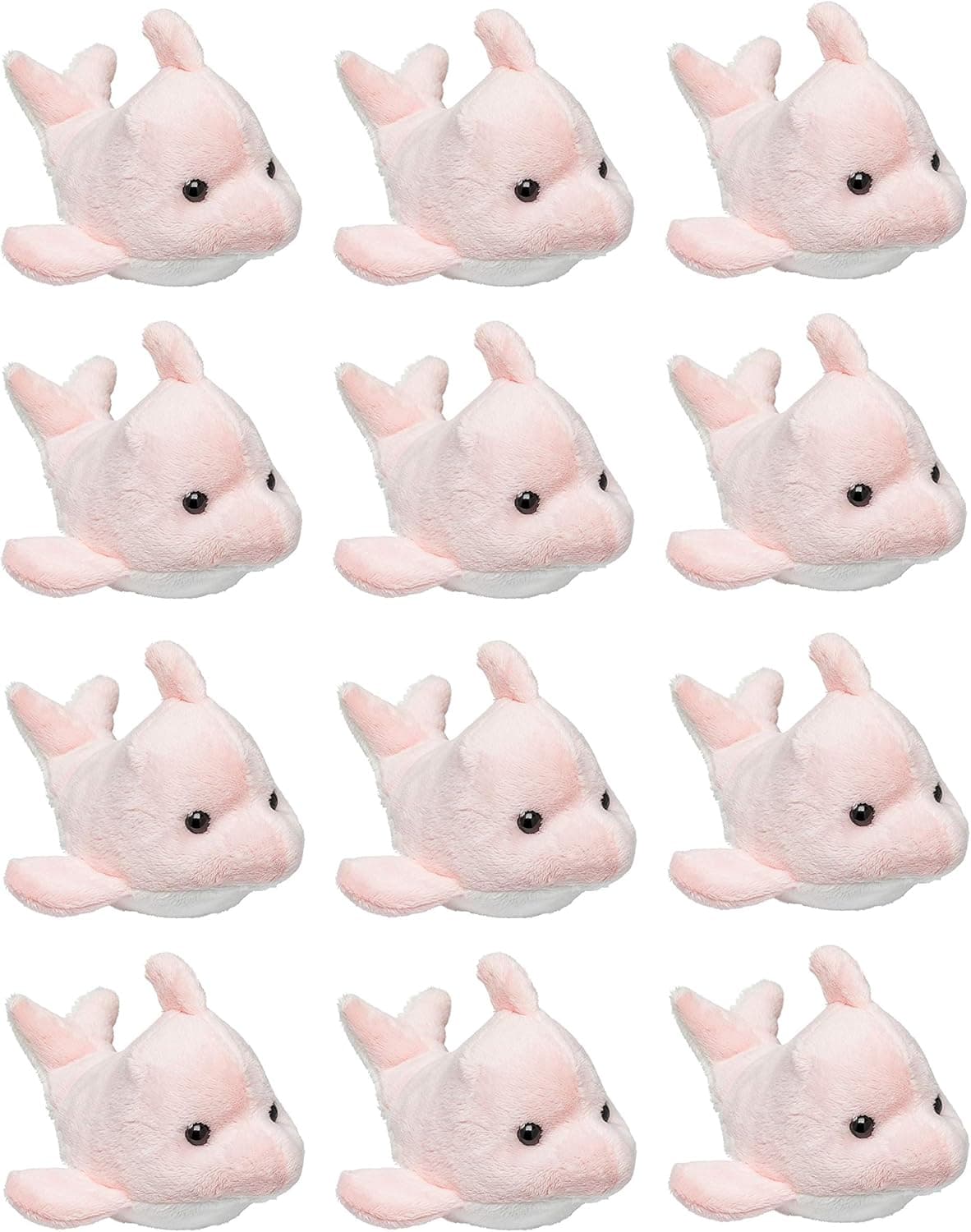 Wildlife Tree 12 Pack Pink Dolphin Mini 4 Inch Small Stuffed Animals, Bulk Bundle Ocean Animal Toys, Sea Party Favors for Kids