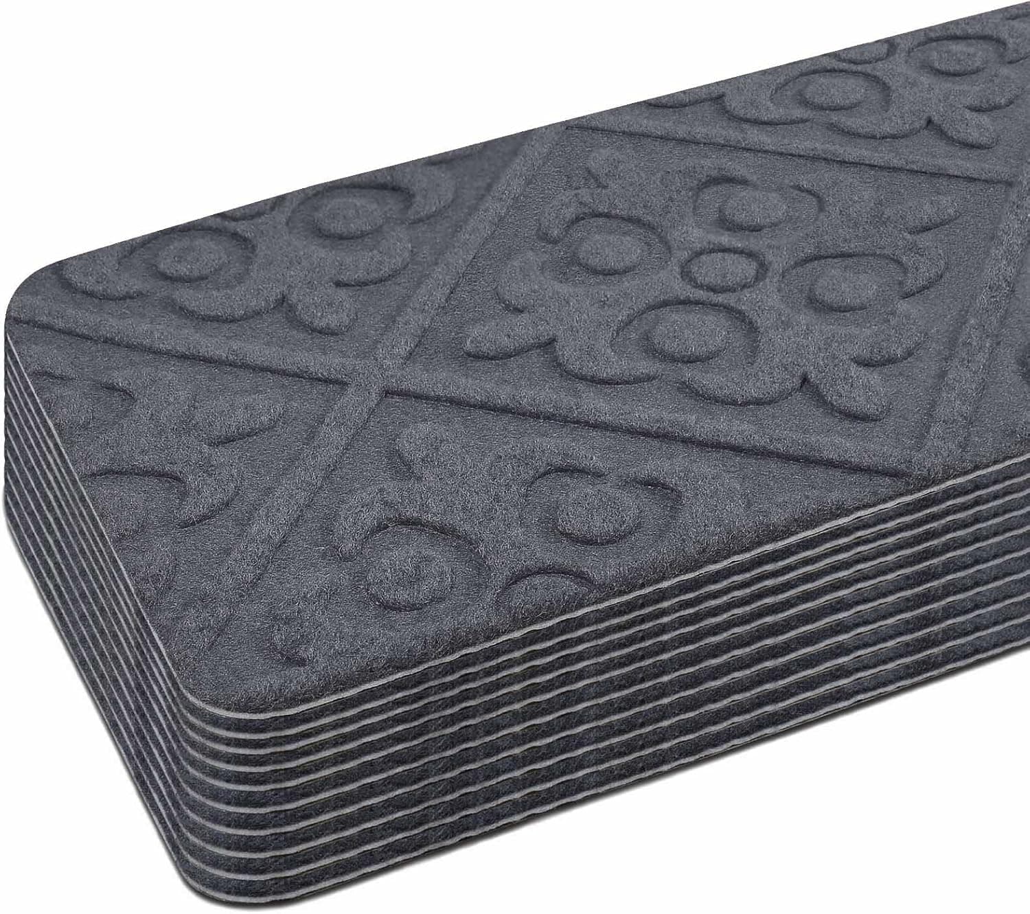 LEWINO 10 Pack Non Slip Stair Treads, Gray Carpet Mat for Indoor Wood Steps Safety Staircase Step Stair Rugs for Dogs, Kids