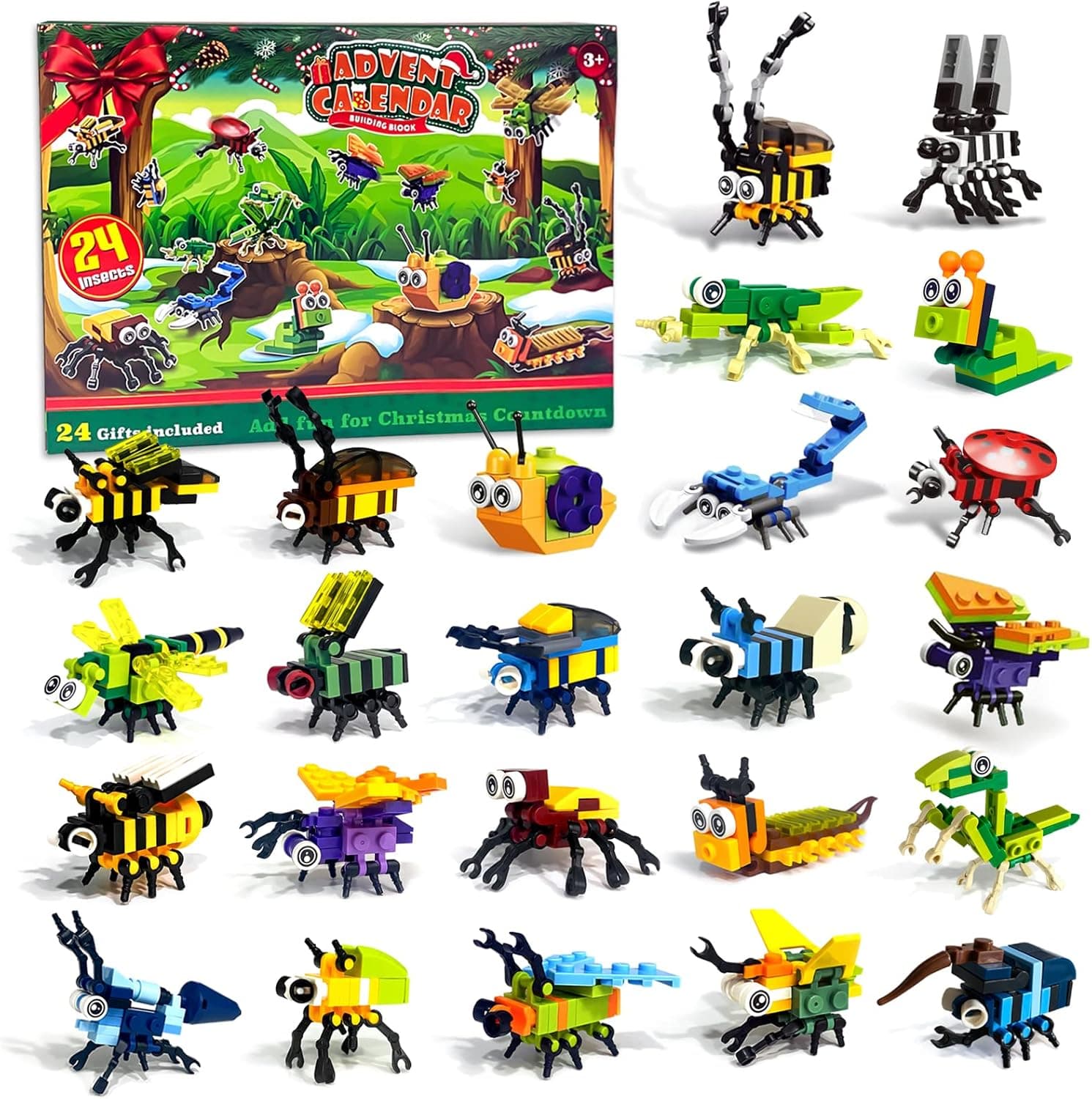 24 Pack Valentine's Day Animal Building Blocks Gift Box, Kids Classroom Valentine's Day Gifts, Valentine's Day Building Blocks for Kids Boys Girls Valentine's Day Party Favors (Dinosaur)