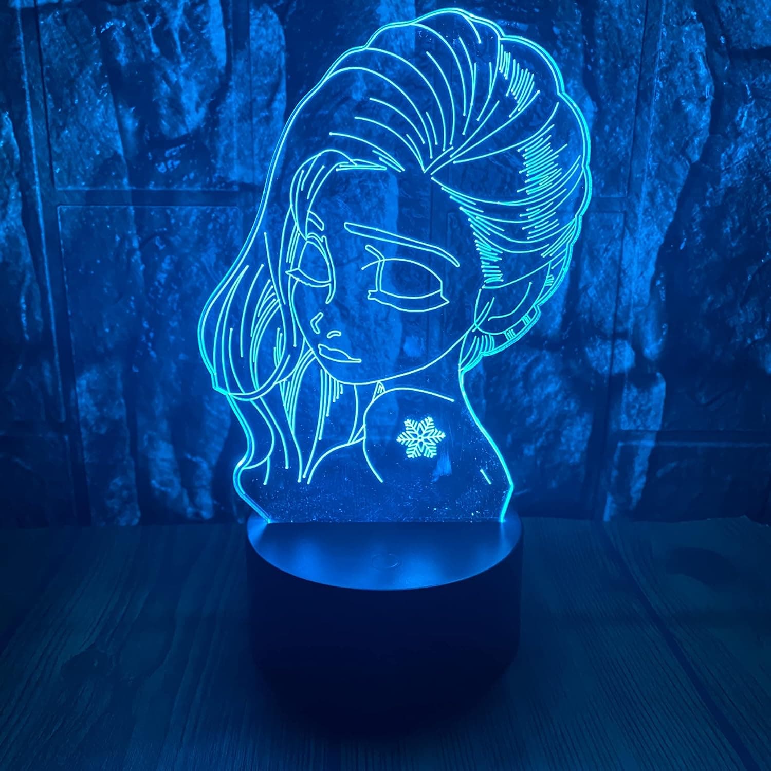 Sealinnayi Cartoon Princess Elsa Anime Character Figure 3D LED Optical Illusion Decoration Table Lamp 16 Colors Remote Control Acrylic Visual Night Light Easter Xmas Birthday Gifts for Boys Girls