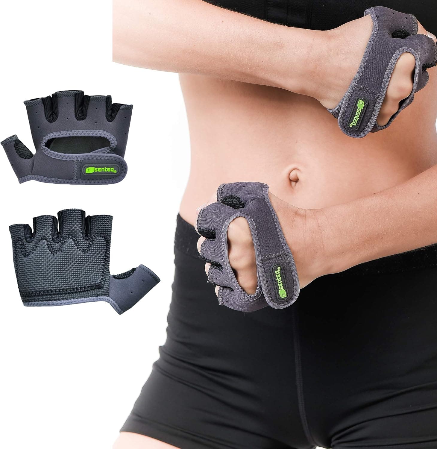 SENTEQ Lifting Workout Gloves - Fingerless Gym Workout Hand Protection, Grip Gloves for Weightlifting, Crossfit and Sports, Workout Gloves for Men & Women, Great for Training, Climbing, Biking & More