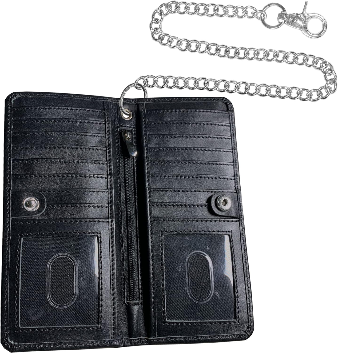 IBRO Long Bifold RFID Blocking Motorcycle Chain Wallet for Men