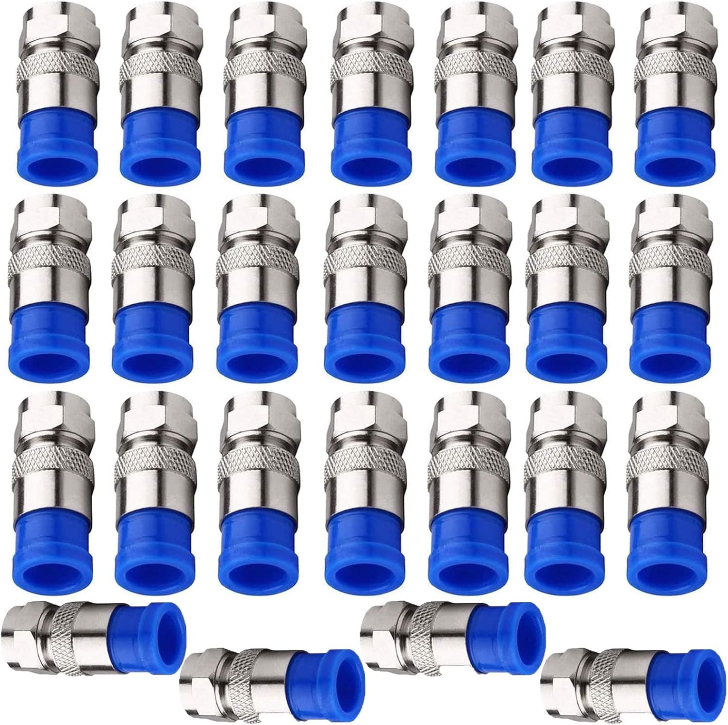 Rpuomtz 25PCS RG6 Compression Connectors,RG6 F Type Connector Coax Coaxial Compression Fitting (Blue)