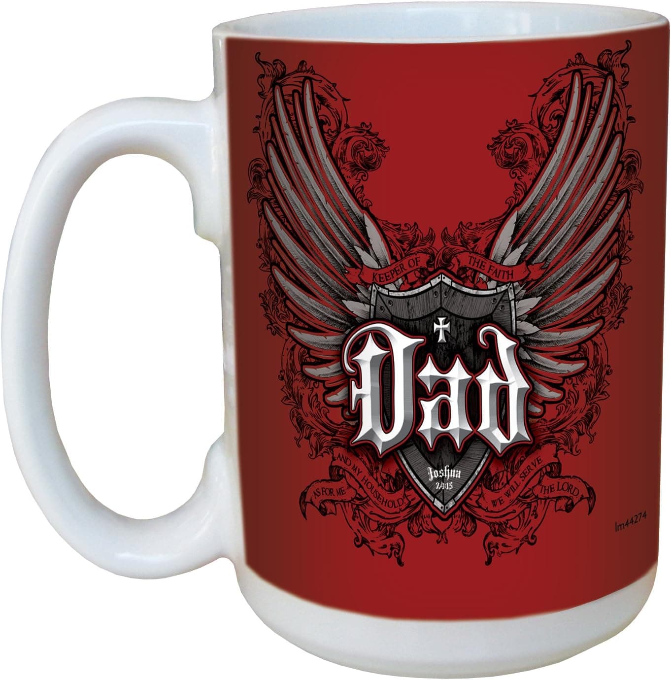 Tree-Free Greetings lm44274 Keeper of Faith Biker Dad: Joshua 24:15 Ceramic Mug with Full-Sized Handle, 15-Ounce
