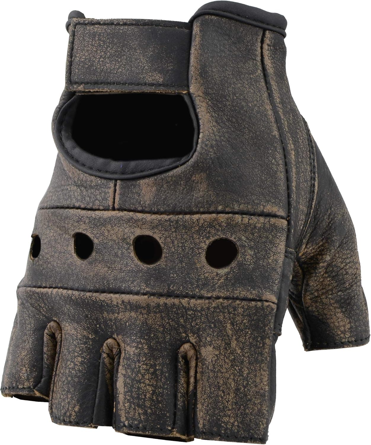 The Bikers Zone Men's Leather Fingerless Gloves, Soft Lambskin Leather (Colors)