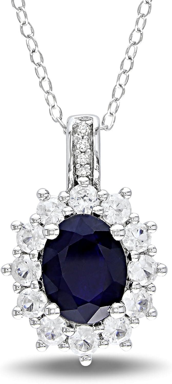 Sterling Silver 3 3/4 CT TGW Multi-color Gemstone 0.02 CT TDW Diamond Fashion Pendant (G-H, I3)