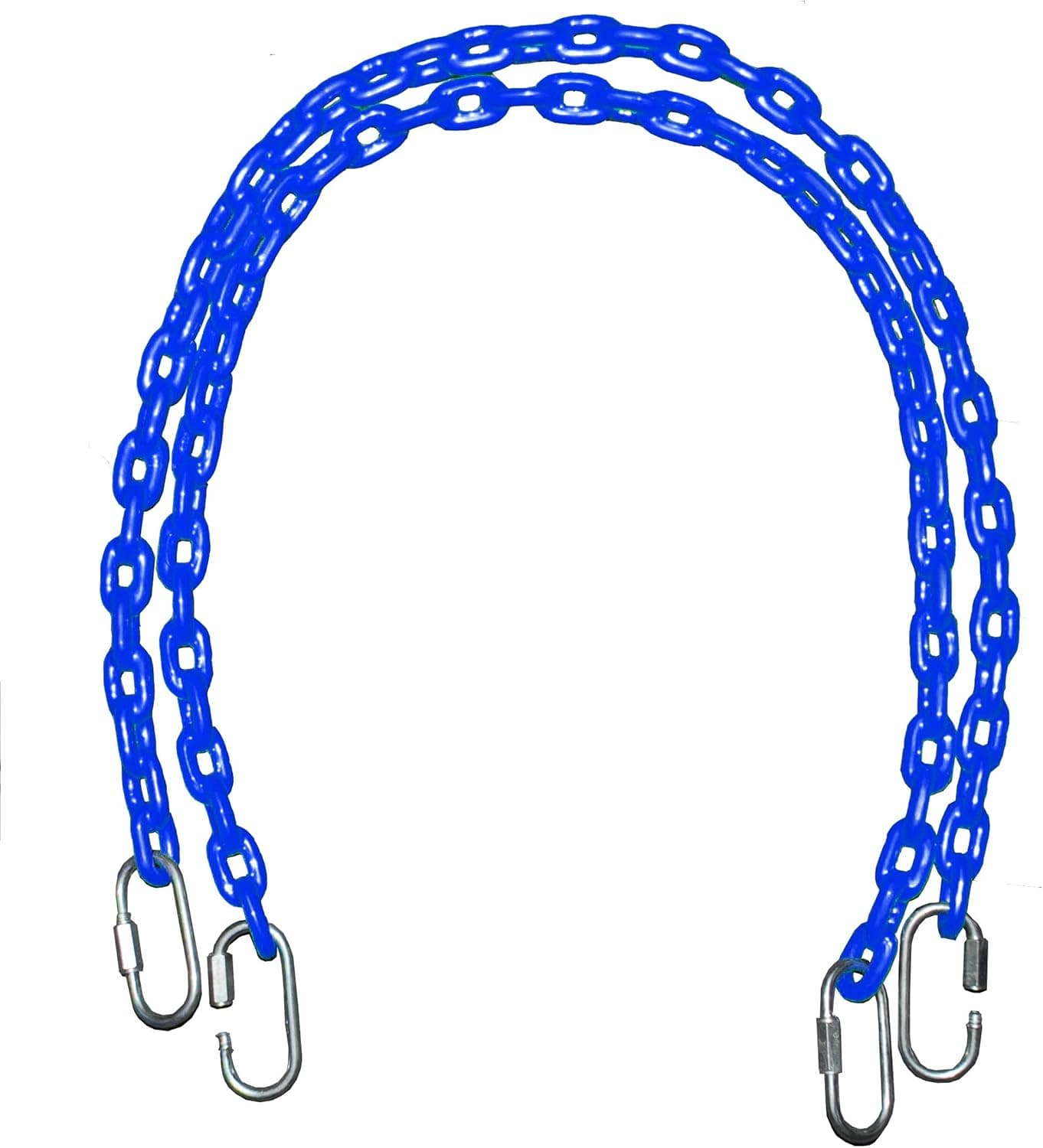 Playkids (2) 40" Fully Coated Chains + 4 Free Quick Links - Blue (Water-Resistant)