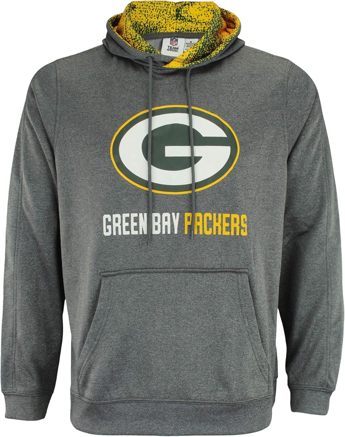 Zubaz NFL Men's Heather Grey Fleece Hoodie With Static Colored Hood, Pro Football Hoodie