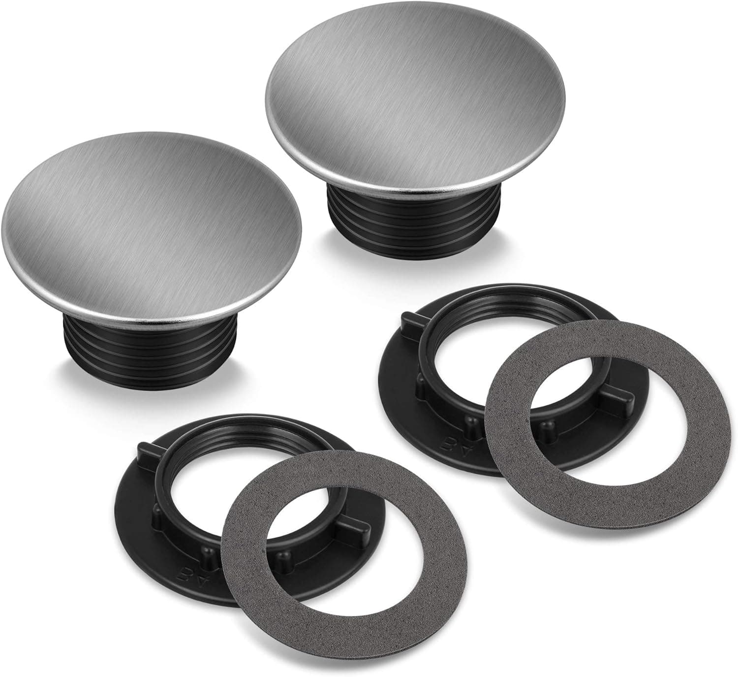 2 Pcs Kitchen Faucet Hole Cover Stainless Steel, Premium Sink Tap Hole Cover, Brushed Stainless Steel