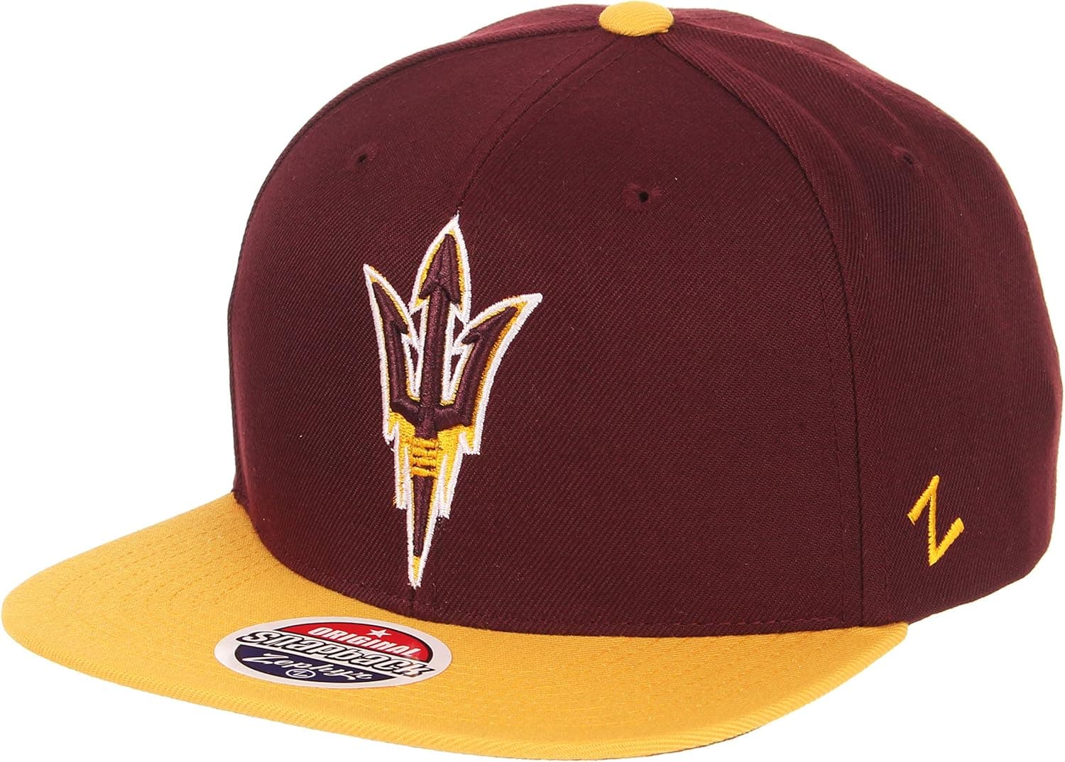 NCAA Zephyr Arizona State Sun Devils mens Z11 Invert Snapback Hat, Adjustable, Maroon/ Invert Team Color
