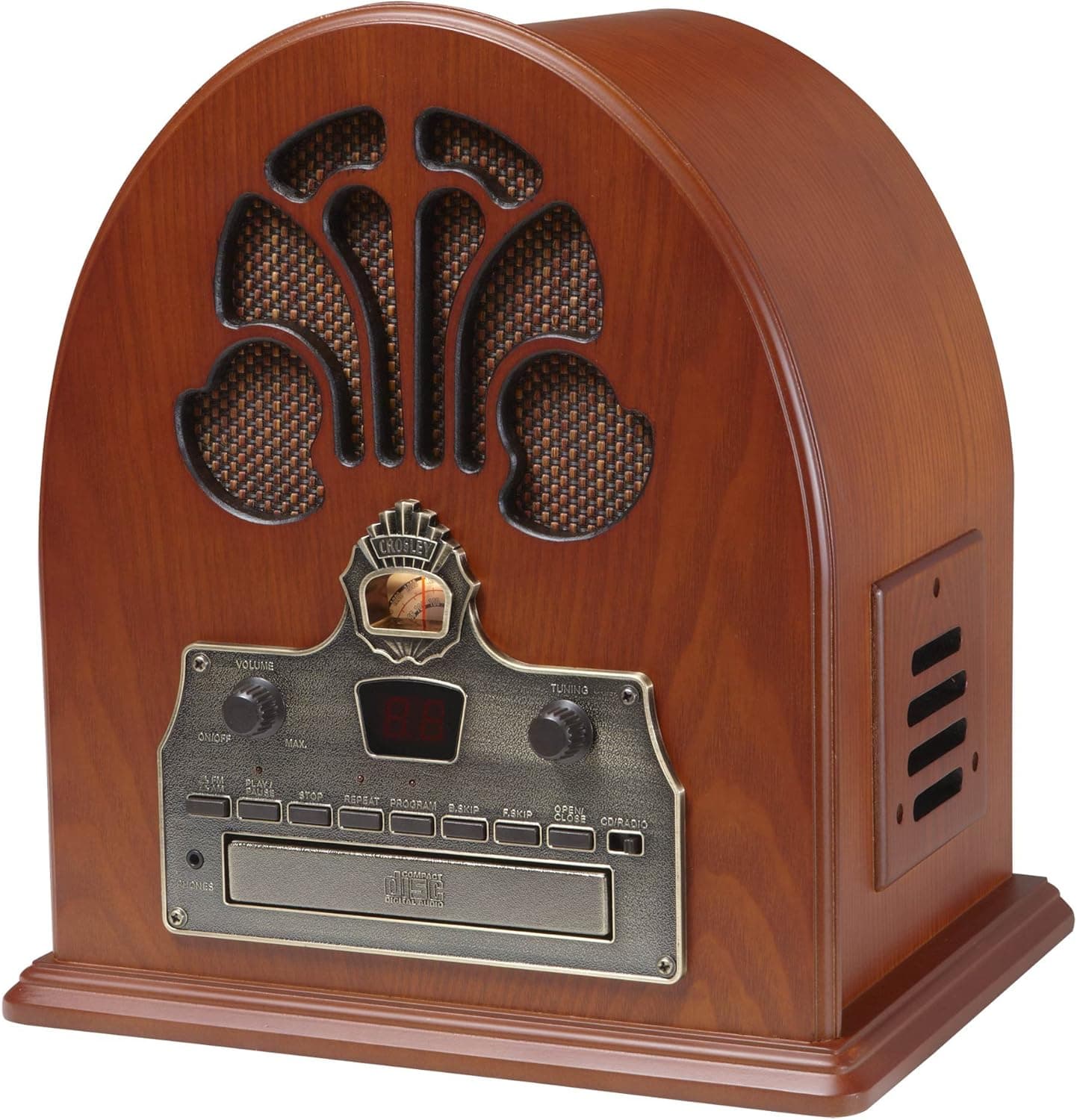 Crosley CR32CD Cathedral Retro AM/FM Radio and CD Player with Full-Range Stereo Speakers, Paprika
