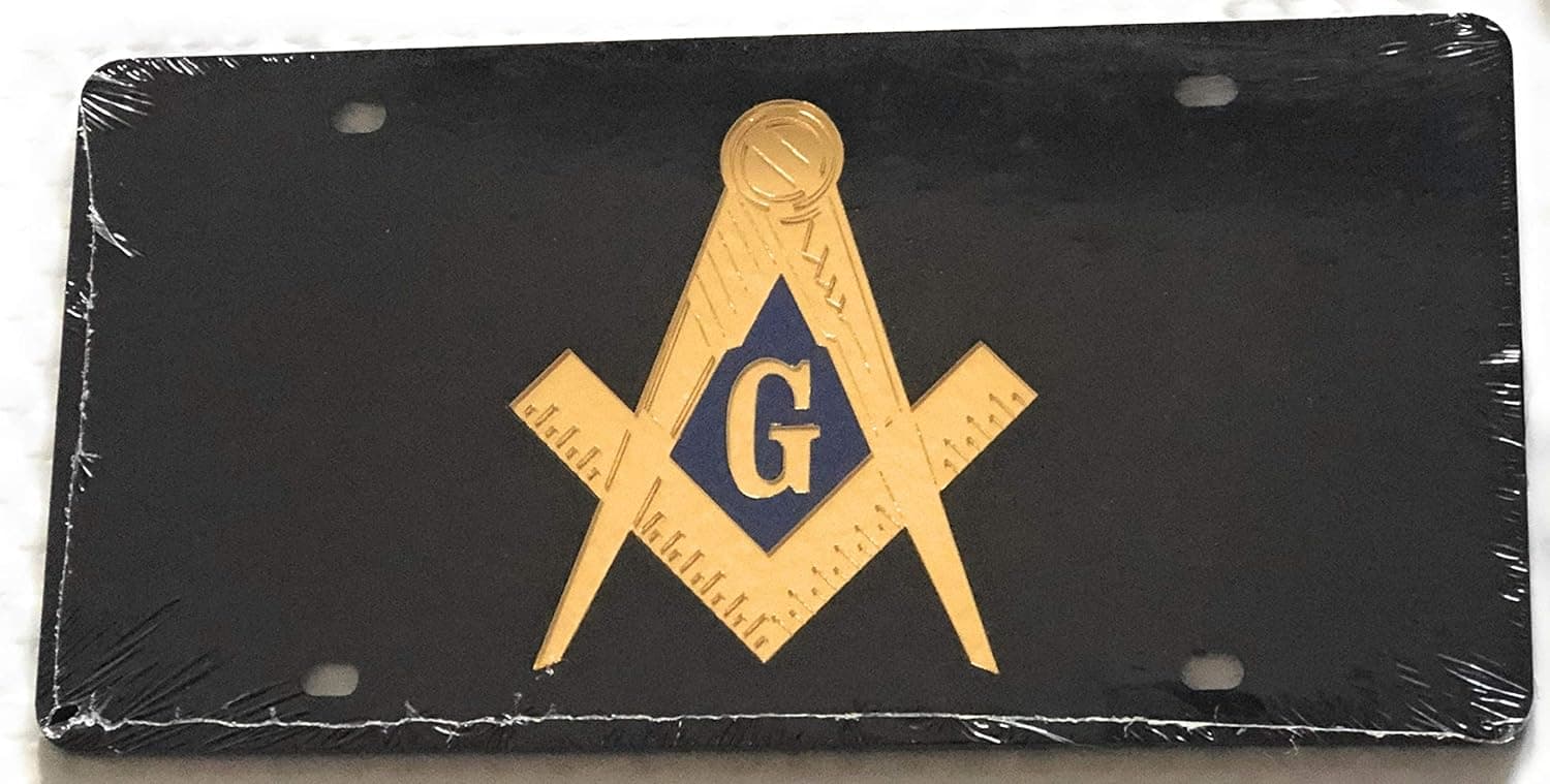 BrotherhoodProducts Freemason Emblem Square & Compass Aluminum License Plate