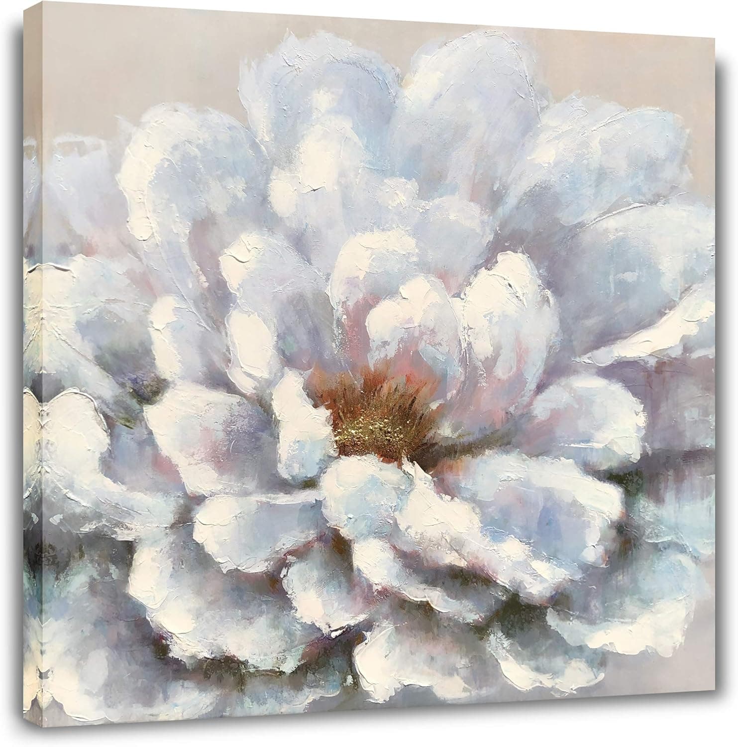 Yihui Arts Floral Canvas Prints Wall Art Paintings Abstract Light Blue Pictures for Living Room Bedroom Decoration
