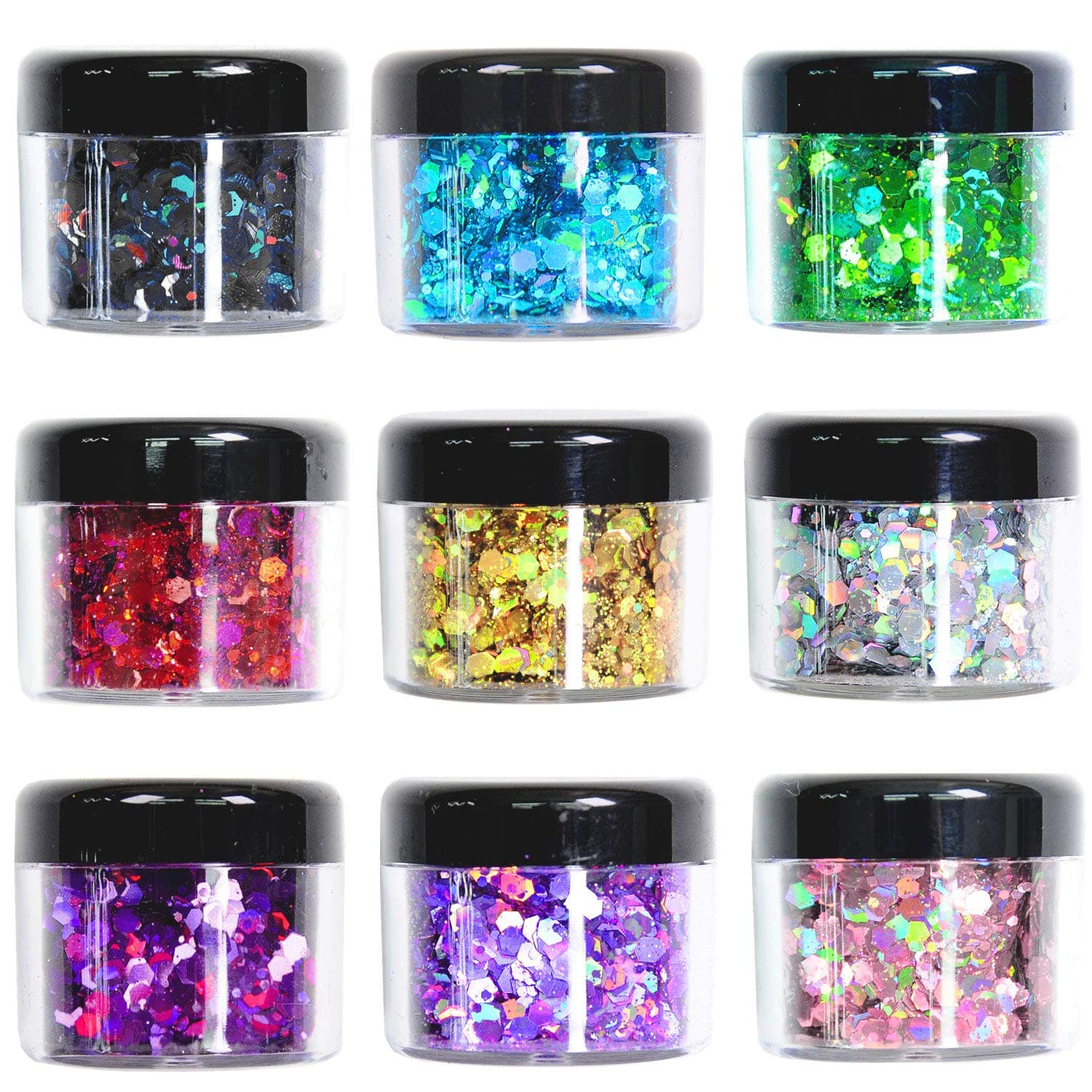 Body Glitter Wenida 9 Colors 190g Holographic Cosmetic Festival Makeup Chunky Powder for Nail Hair Eye Face