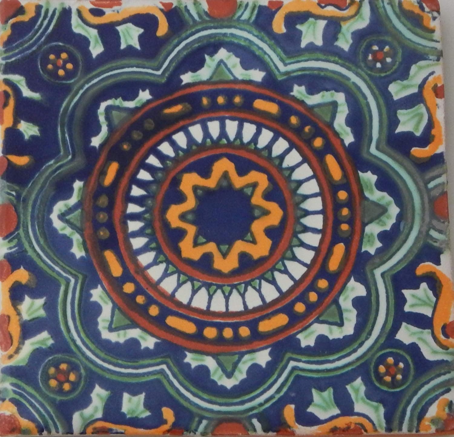 COLOR Y TRADICIÓN Mexican Talavera Tiles Handmade 6x6 Stairs Backsplash 4 pcs C228