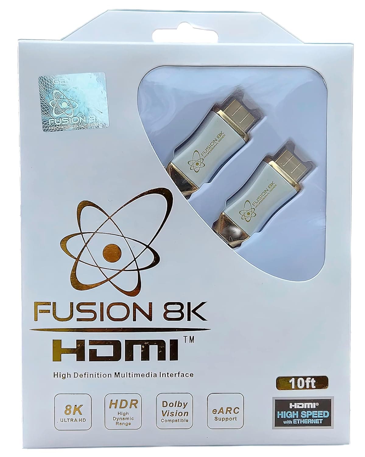 Fusion8K White HDR HDMI 2.1 Cable Supports 8K @60Hz and 4K @120Hz Compatible with Dolby Vision and All TVs, BluRay, Xbox Series X, PS5 (10 Feet)