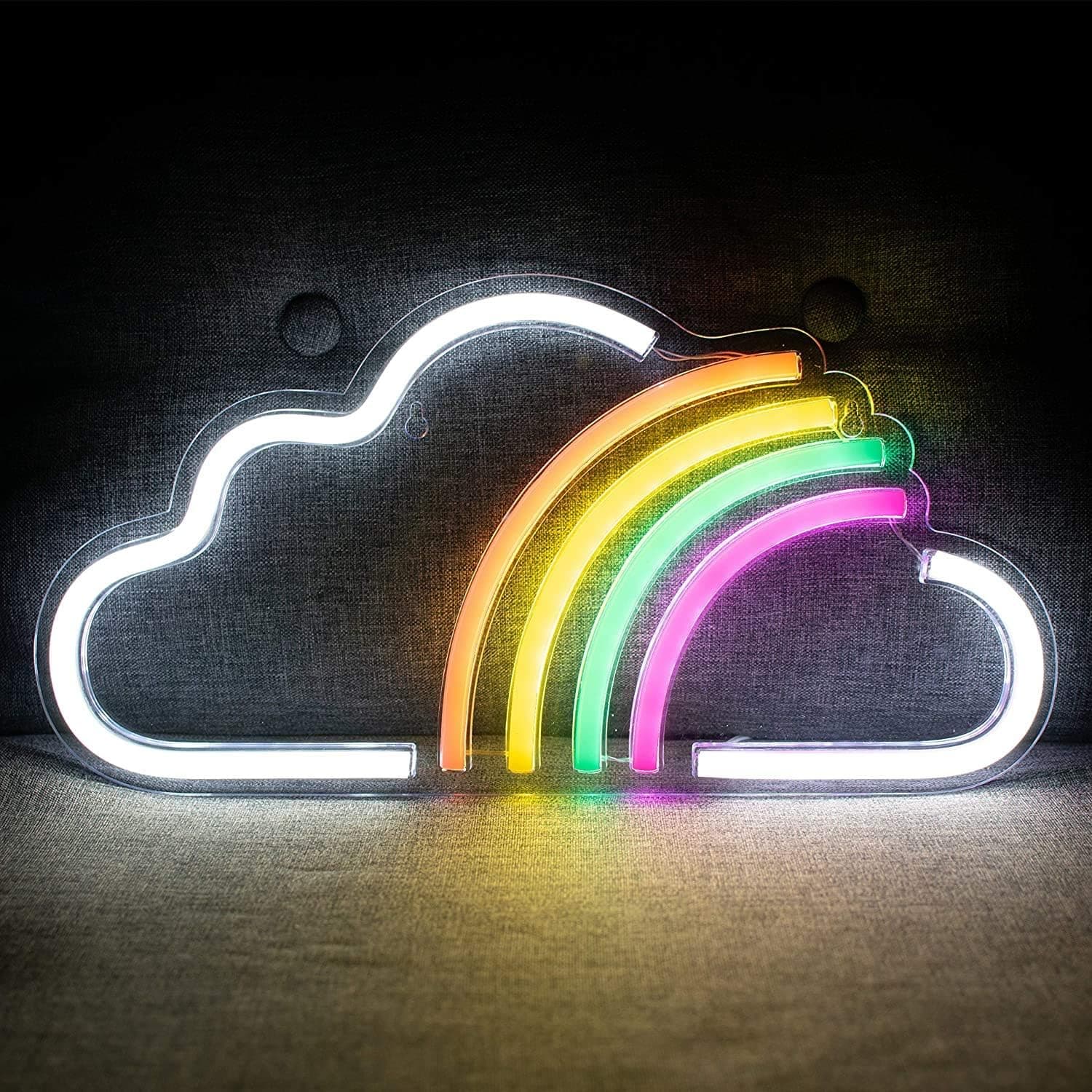 Neon Cloud Rainbow Light Sign LED Lights for Bedroom Wall Living Room Walls Kids Art Decoration Signs Childrens Decorations Aesthetic Home Decor Cute Bedrooms Desk Accessories Indoor USB Party Lamp