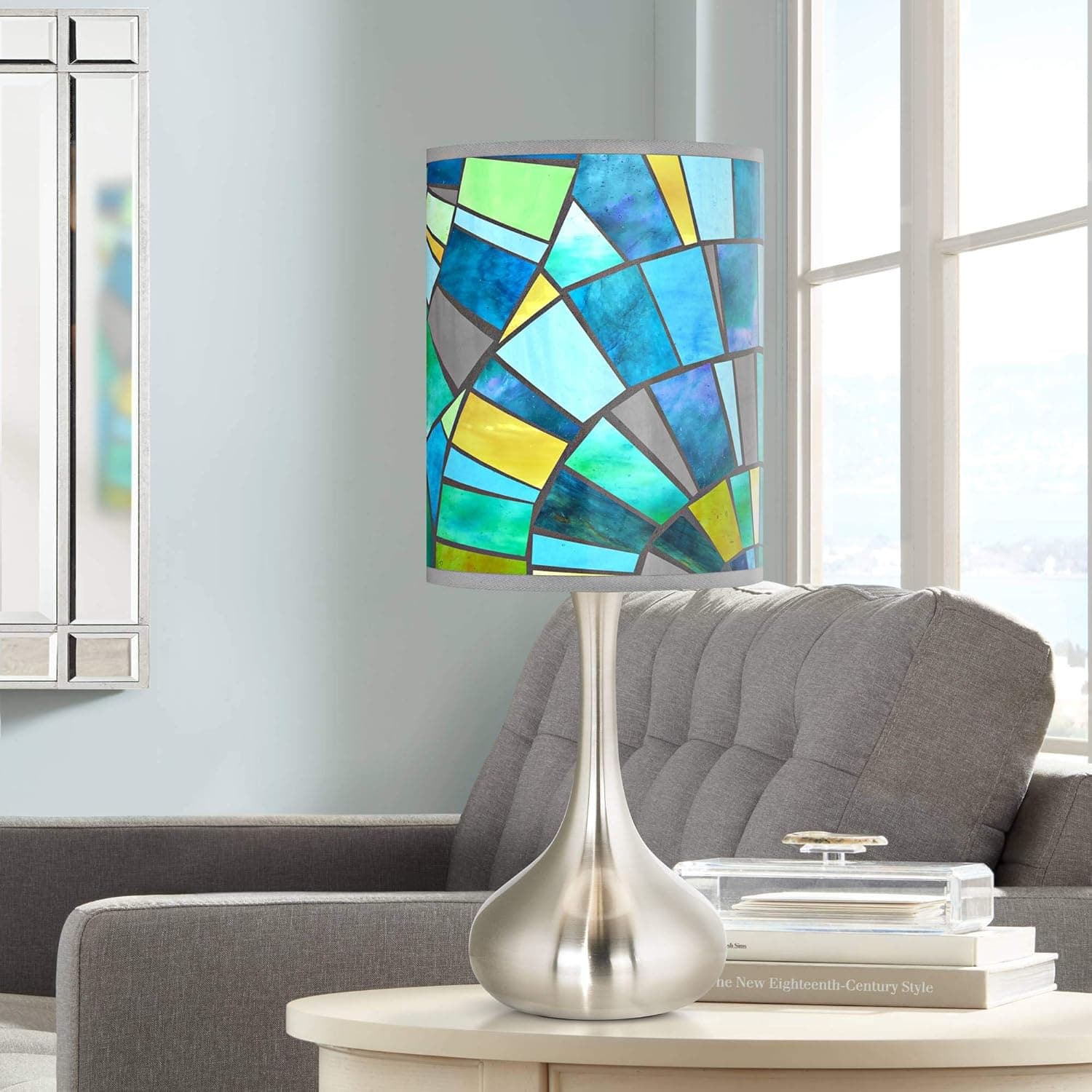Lagos Mosaic Giclee Print Shade Modern Droplet Table Lamp
