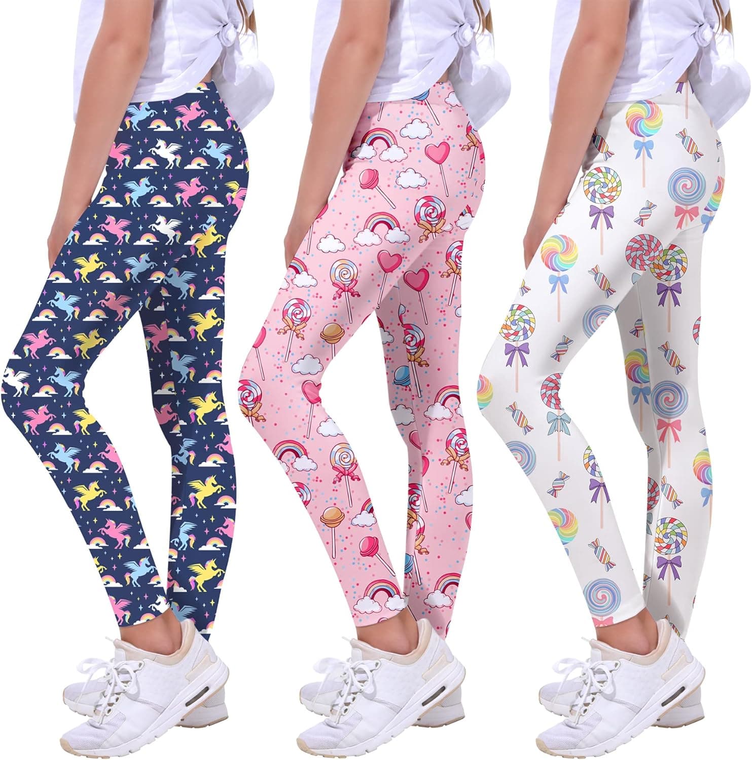 Quedoris Girls Printed Leggings Yoga Pants Multipack Leggings for Kids in 3t to 13 Years