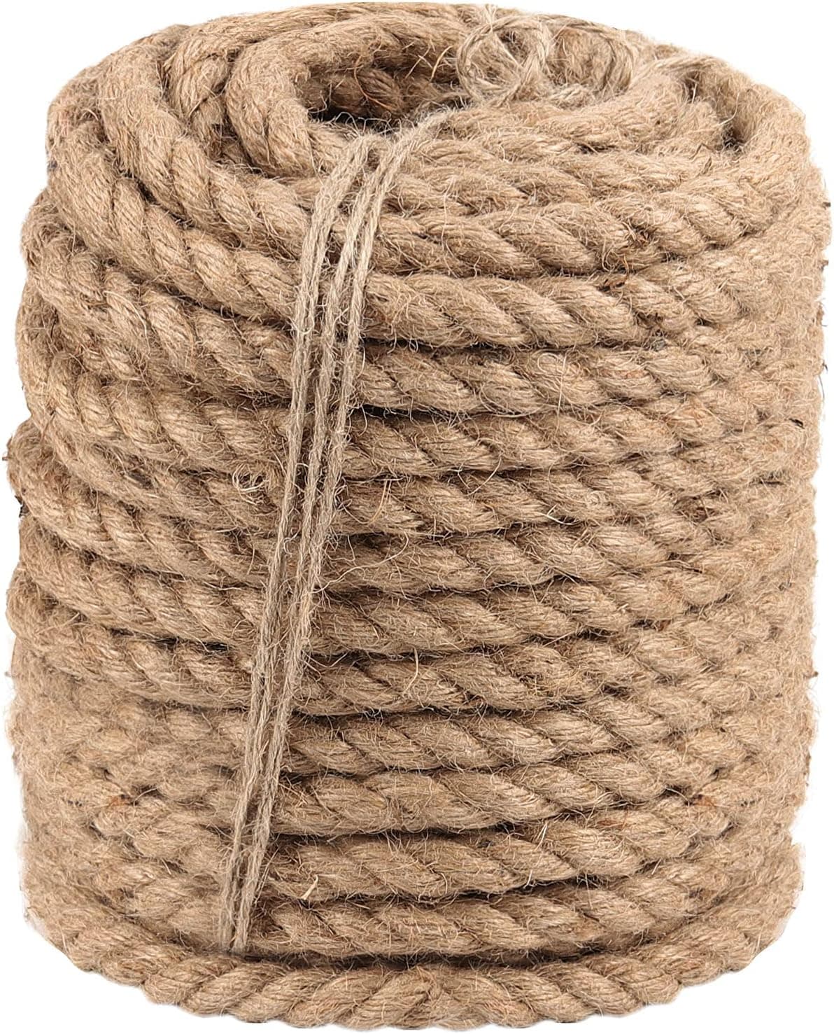 ZOENHOU 32.8 Feet x 1 Inch Manila Rope, 10m x 26mm Nautical Rope, Natural 4 Strand Twisted Jute Rope, Thick Heavy Duty Hemp Rope for Craft DIY Decorative, Boat