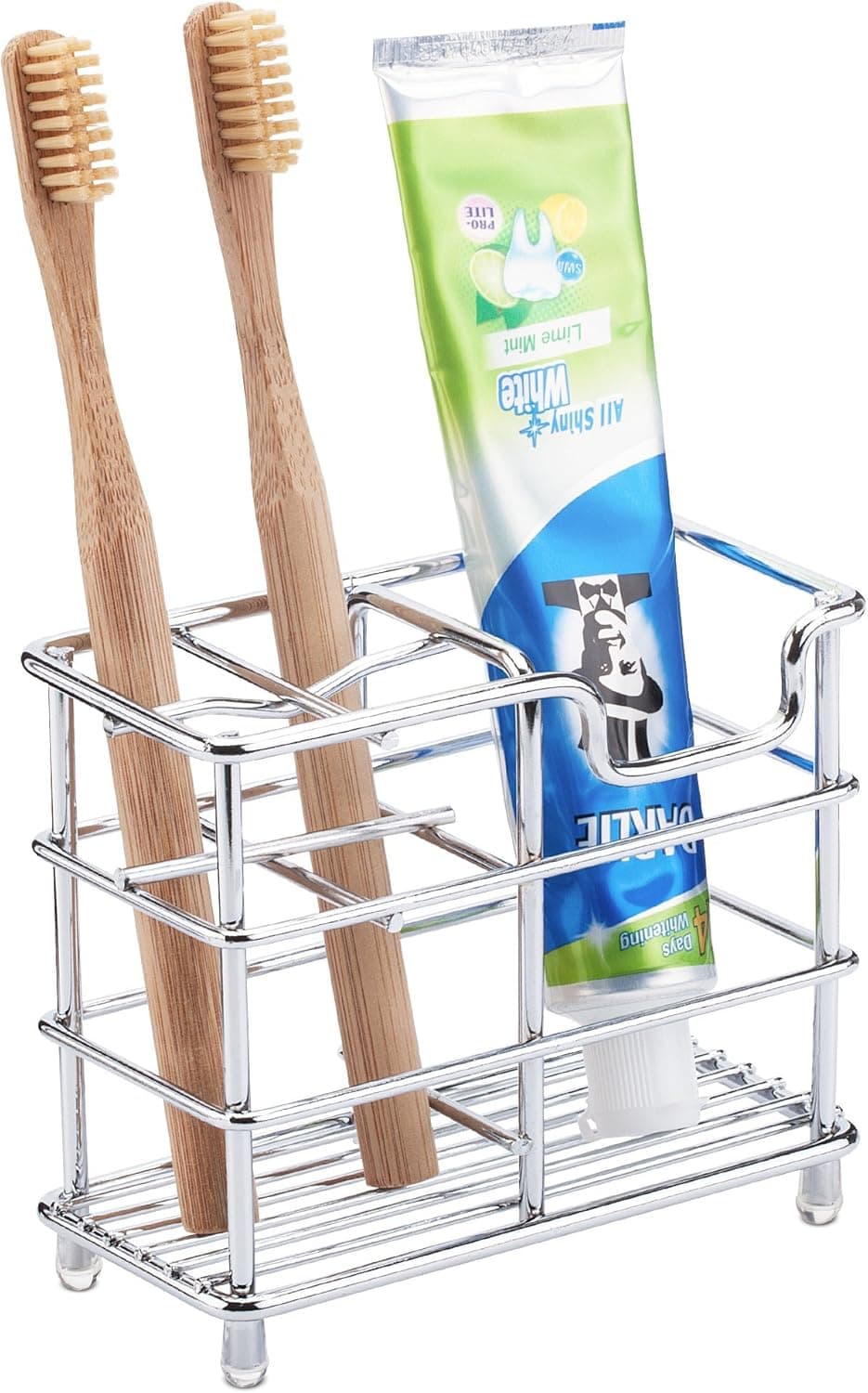 Mirandus Toothbrush Holder for Bathroom- Chrome Bathroom Organizer, Simple, Easy to Clean, Hygienic and Rust Resistant