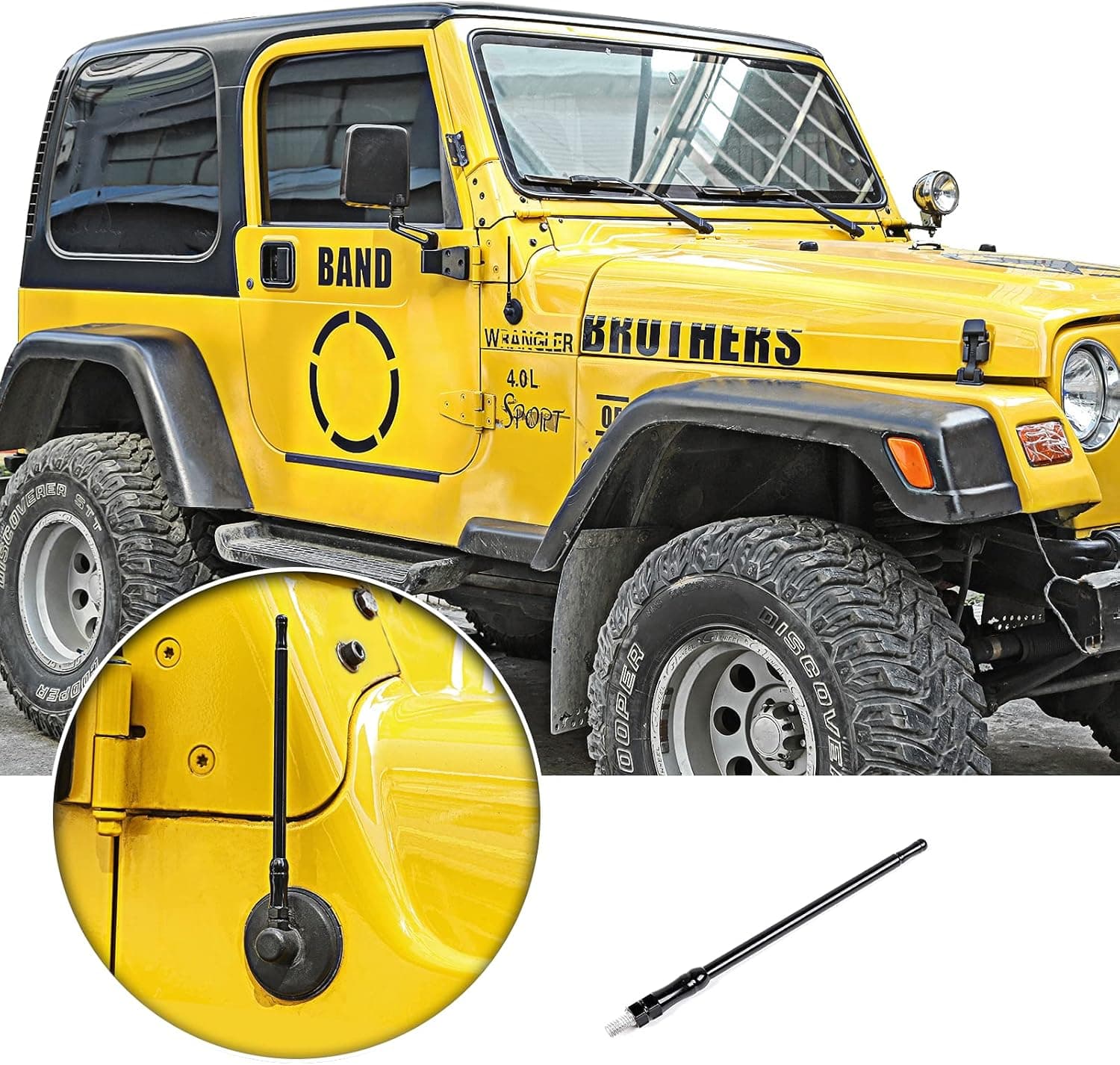 Hoolcar Reflex Short Antenna Replacement for TJ Accessories Metal ABS Antenna Designed for Optimized FM/AM Reception for 1997-2006 Jeep Wrangler TJ, Black