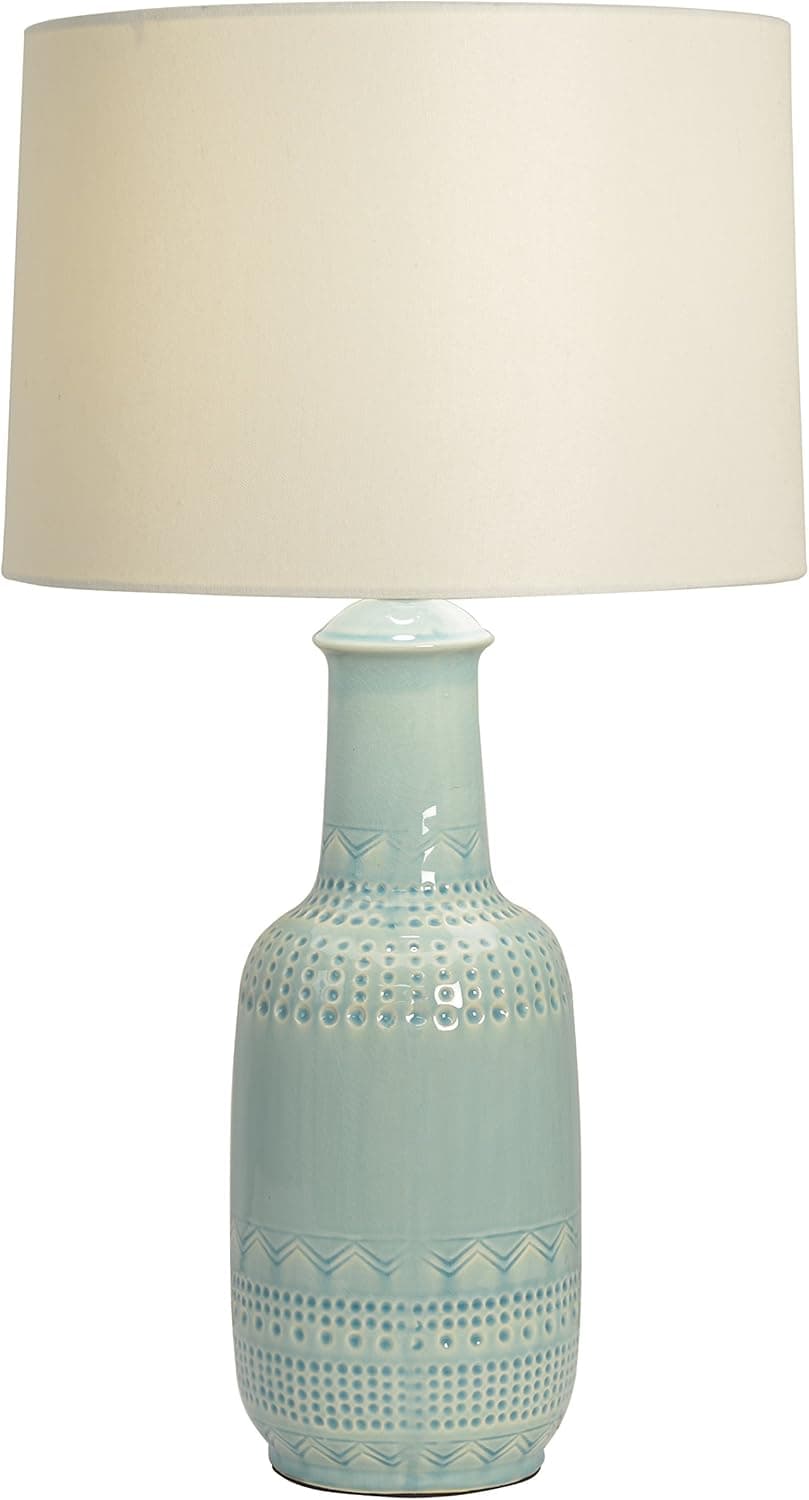 Decor Therapy TL14117 Patterned Ceramic Table Lamp, Soft Green Glaze