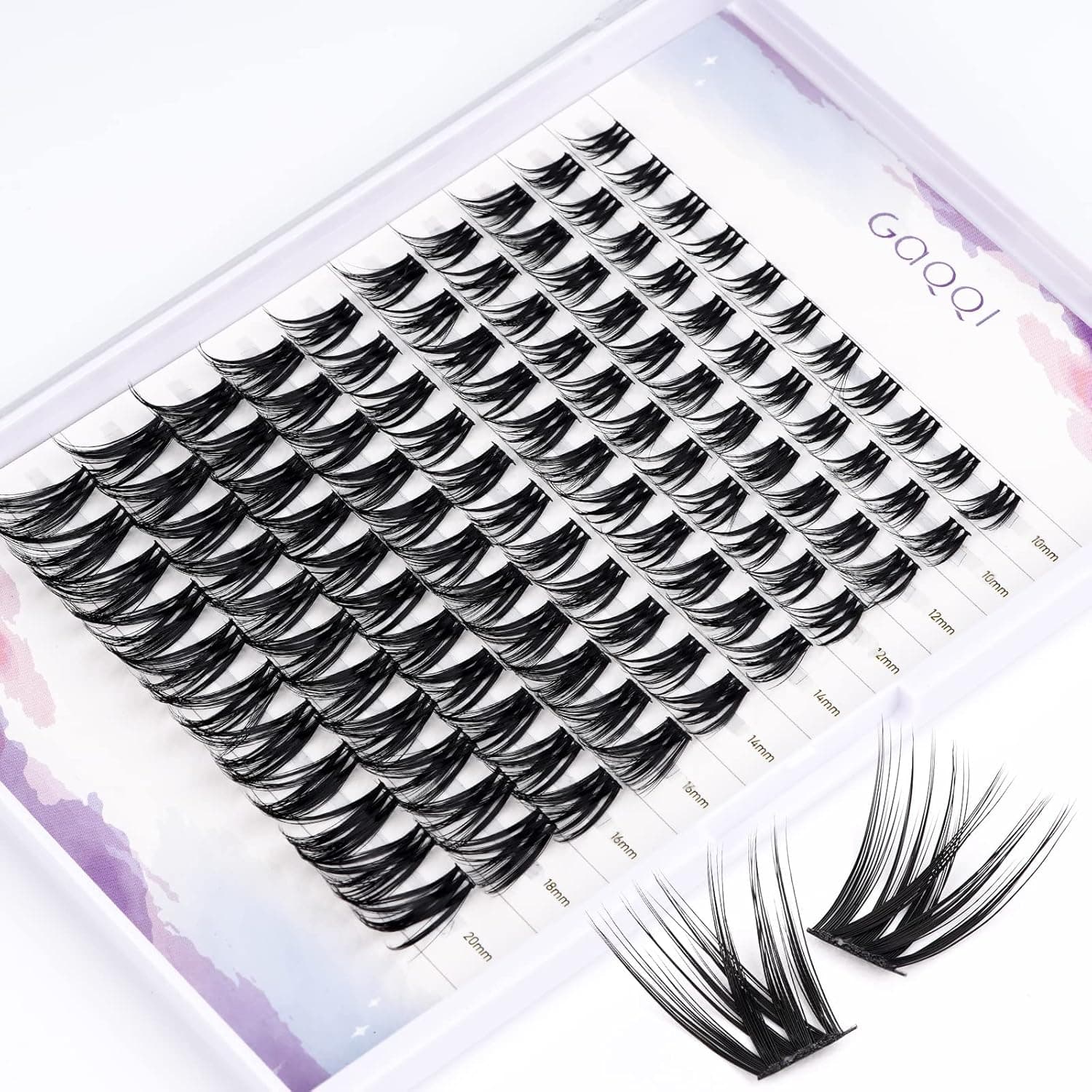 GAQQI Individual Lash Clusters DIY Eyelashes Extension Wispy Kit Mixed Length 10/12/14/16/18/20mm False Eylashes Soft Cotton Wide Band Lashes Volume Daily Eyelash Makeup at Home-Triple