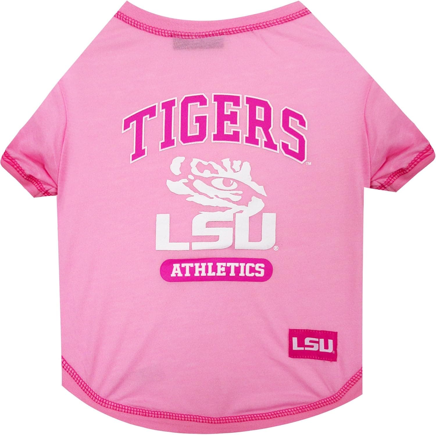 Pets First NCAA LSU Tigers Pet Pink T-Shirt, Medium. - Dog Pink Outfit.