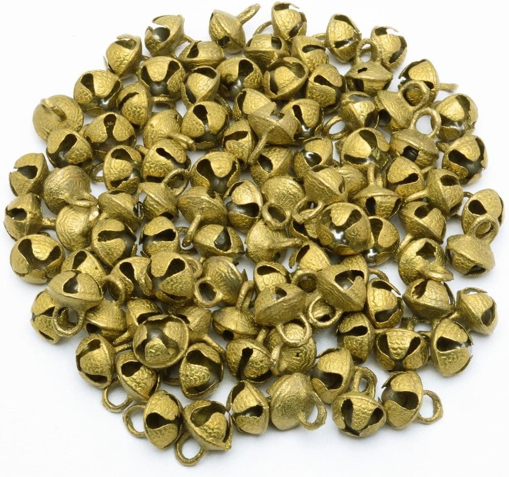 AzKrafts Lot 100 Pcs Vintage Style Indian Brass Horse Sheep Camel Sleigh Bells 15Mm Ht
