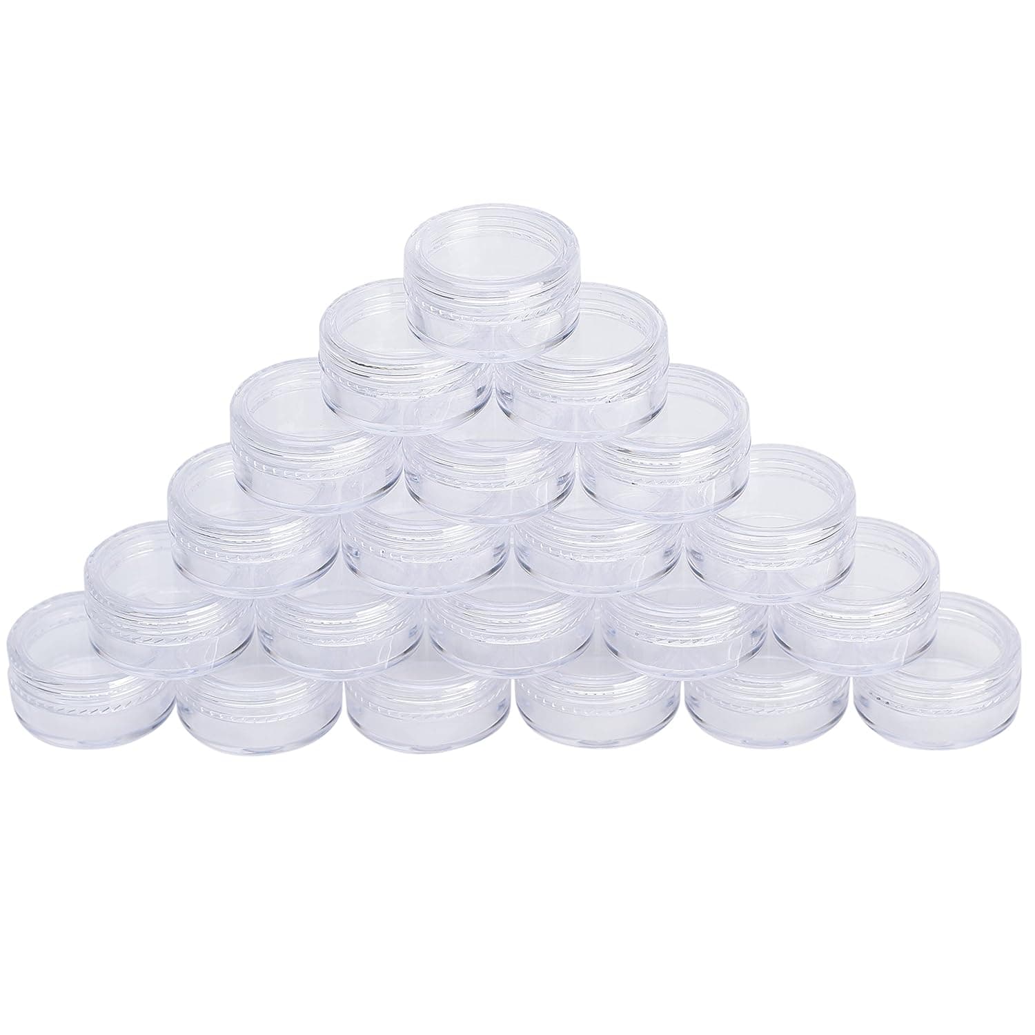 Mavogel 50pcs Clear Plastic Cosmetic Containers - 5 Gram Size Pot Jars Eyshadow Sample Container with Lids